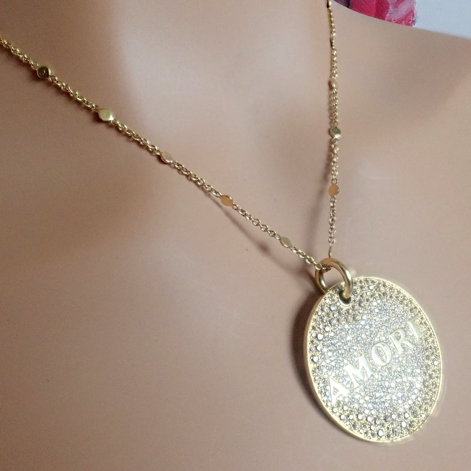Pasquale Bruni Jewelry & Watches:Fine Jewelry:Necklaces & Pendants Pasquale Bruni 18k Yellow Gold Large Diamond + Sapphire Amore Pendant Necklace