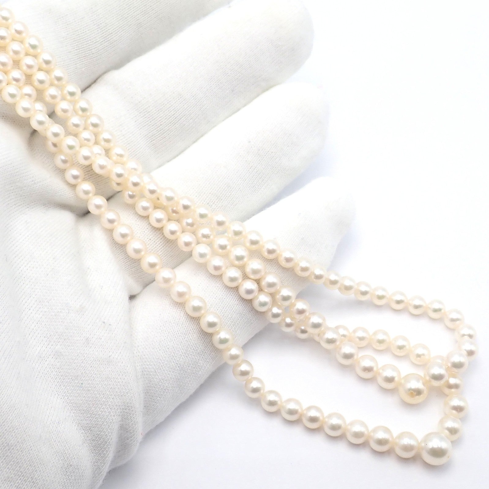 Mikimoto 18k Yellow Gold Pearl Double Strand Graduated 17" Princess Necklace | Fortrove