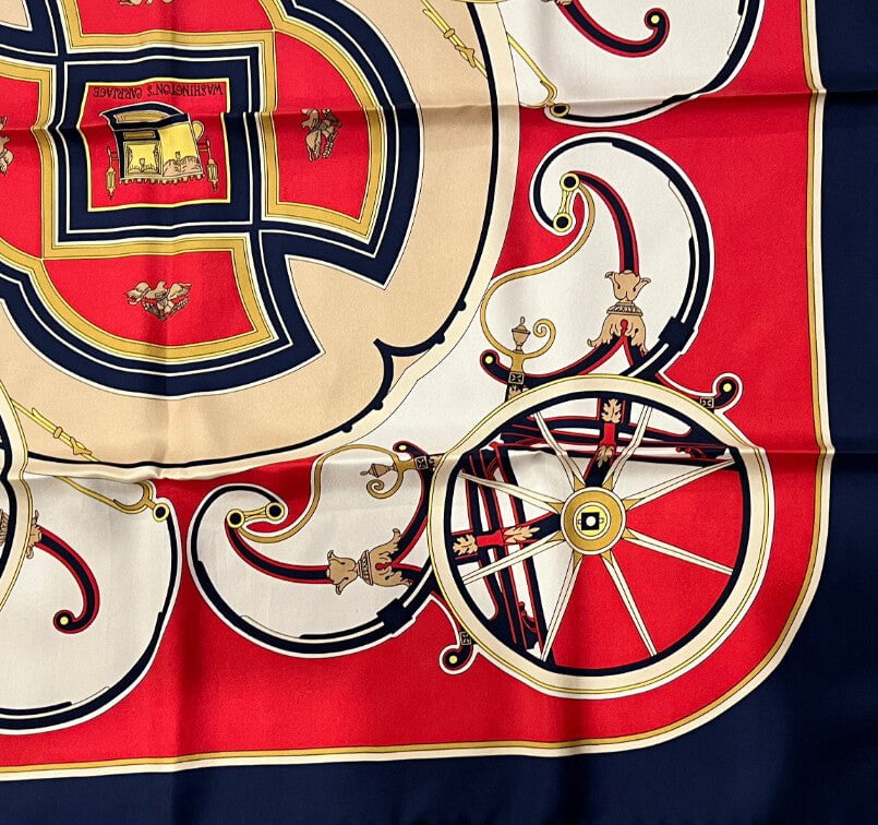 Authentic RARE! Hermes Washington's Carriage Vintage 90cm Silk Scarf | Fortrove