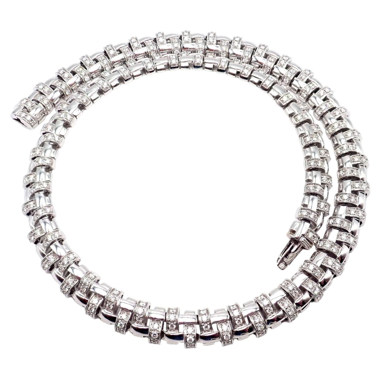Tiffany & Co. Jewelry & Watches:Fine Jewelry:Necklaces & Pendants Authentic! Tiffany & Co Vannerie 18k White Gold Basket Weave Diamond Necklace