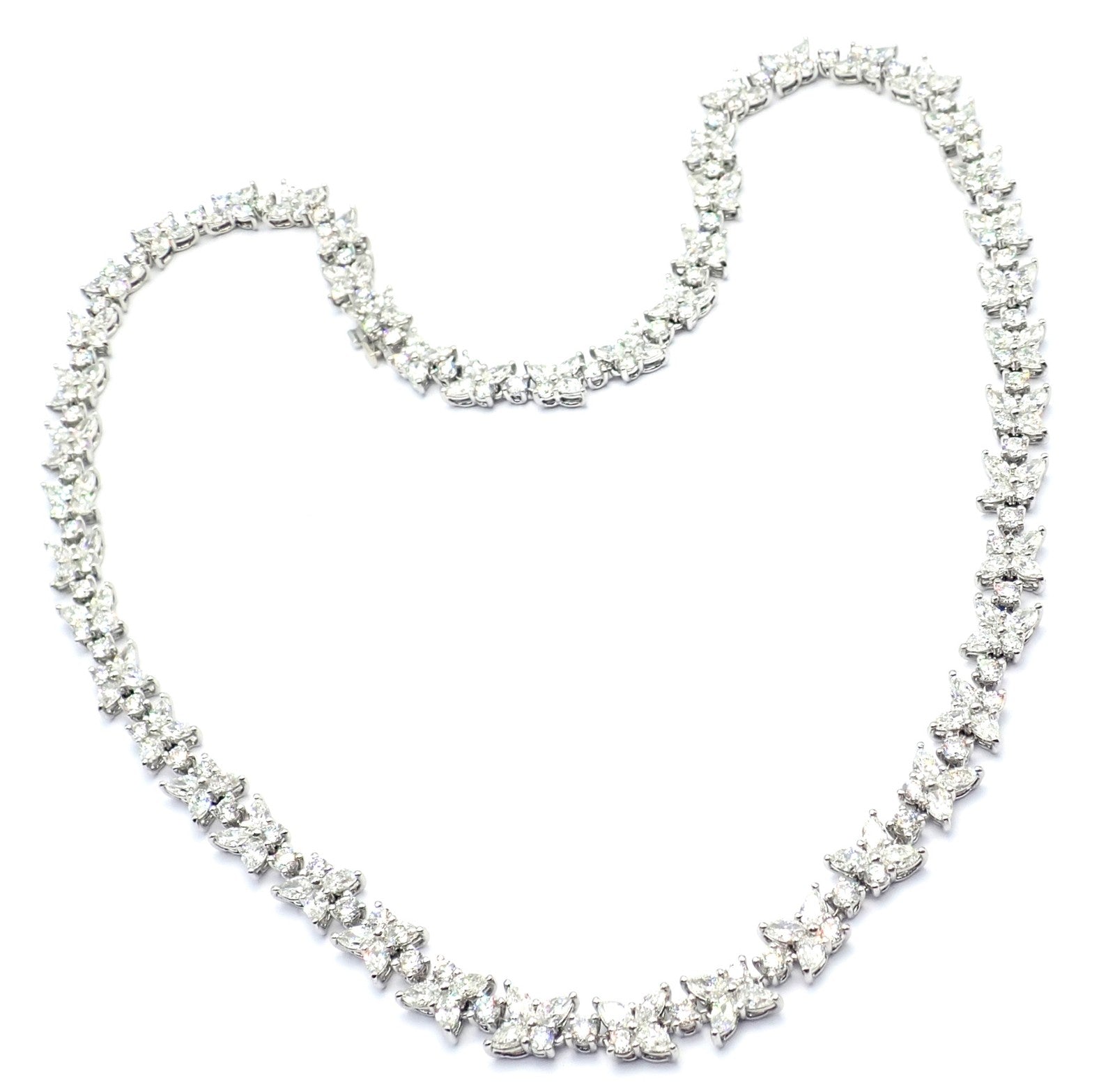 Authentic! Tiffany & Co Victoria Platinum 15.83ct Diamond Mixed Cluster Necklace | Fortrove