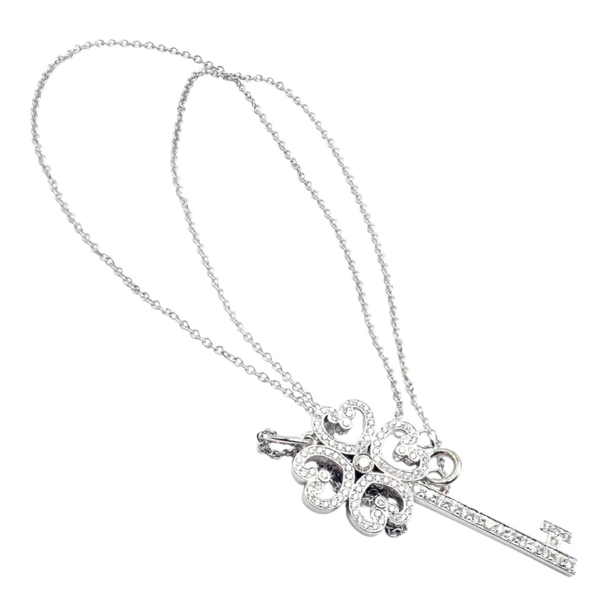 Tiffany & Co Jewelry & Watches:Fine Jewelry:Necklaces & Pendants Tiffany & Co Platinum & 18k White Gold Enchant Quatra Heart Key Pendant Necklace