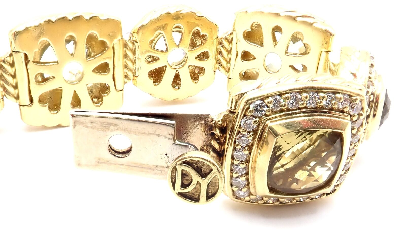 David Yurman Albion 18k Yellow Gold Diamond Lemon Citrine Link Bracelet | Fortrove