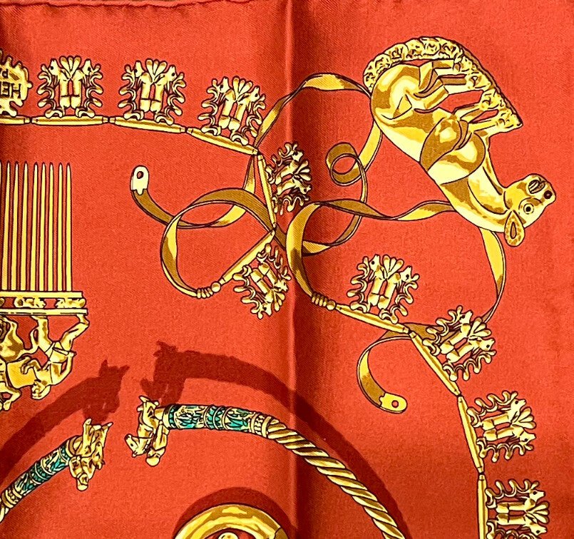 Authentic RARE! Hermes Les Cavaliers D'or Vintage 45cm Silk Scarf | Fortrove
