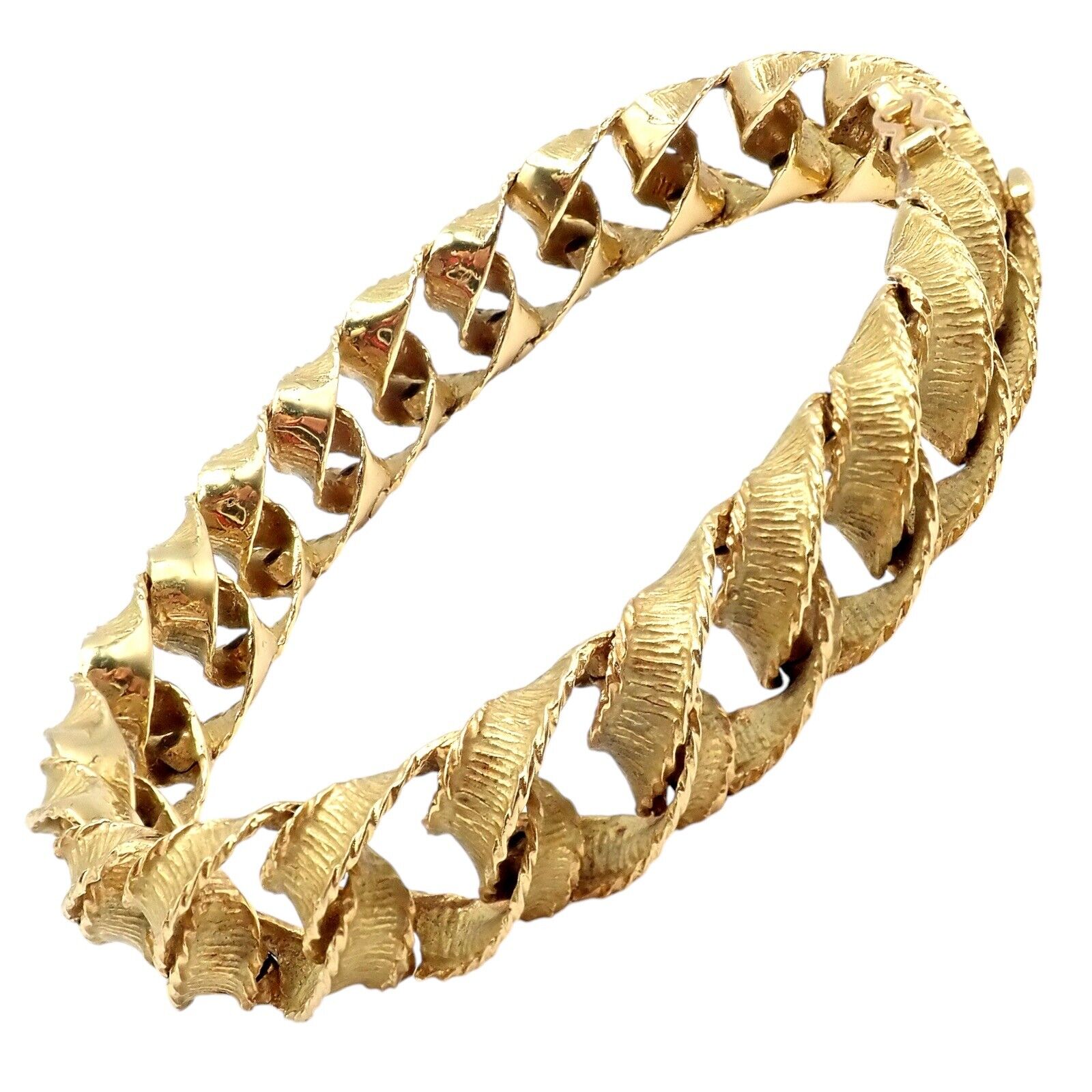 Authentic! Vintage Tiffany & Co 18k Yellow Gold France Ribbon Curb Bracelet 1987 | Fortrove