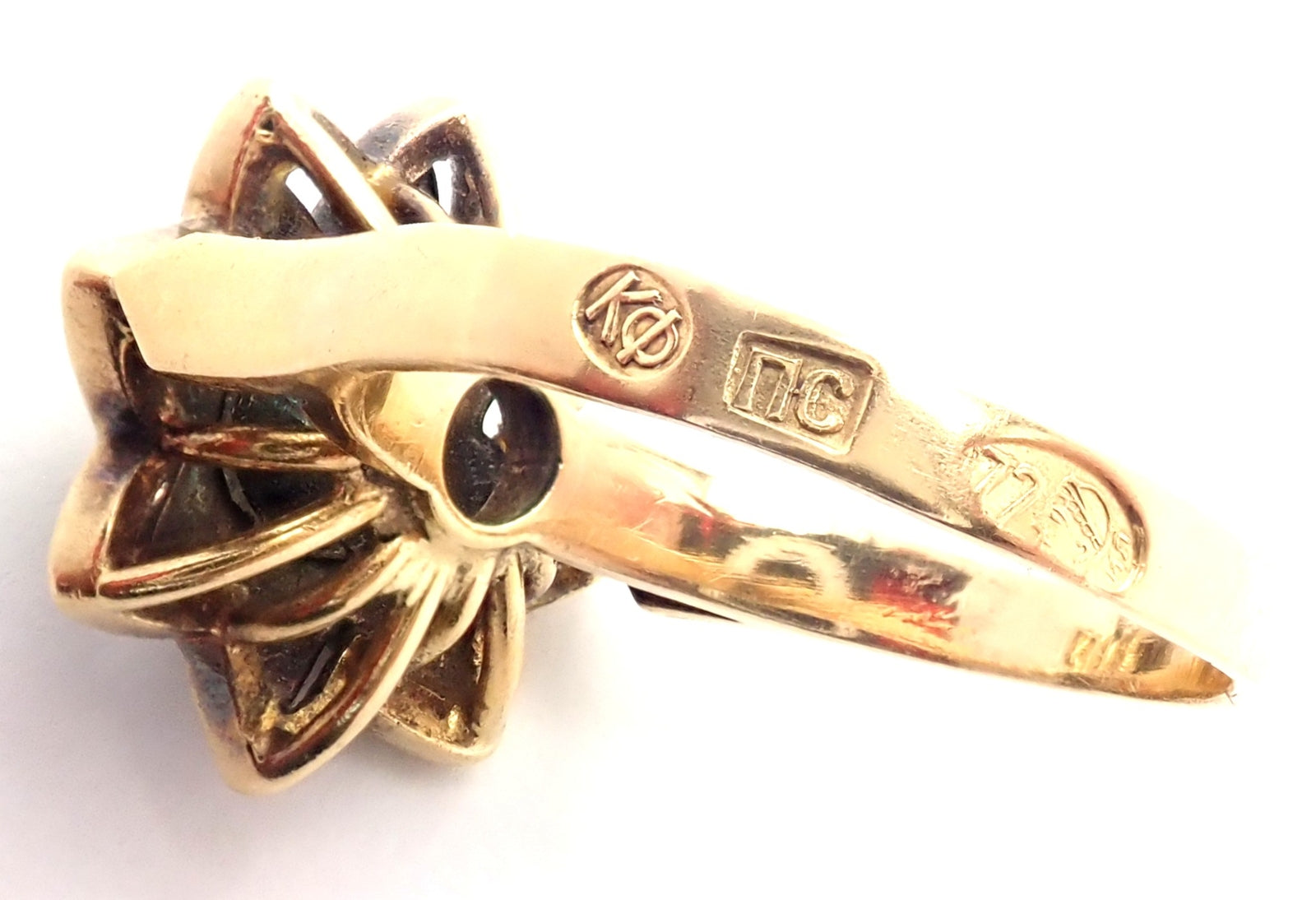 Authentic! Karl Faberge 18k Yellow Gold Diamond Ring | Fortrove