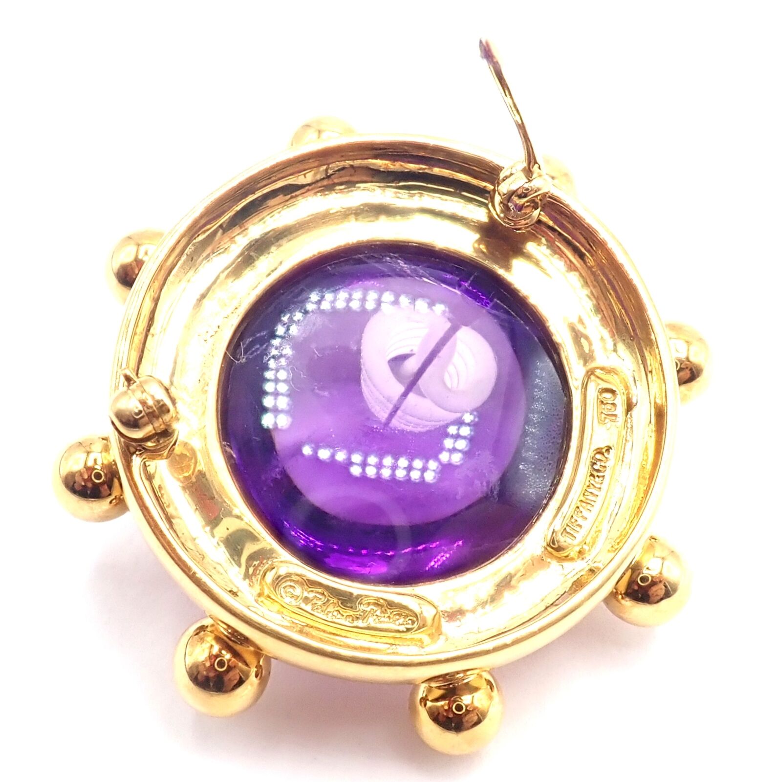 Authentic! Tiffany & Co Paloma Picasso 18k Yellow Gold Large Amethyst Pin Brooch | Fortrove