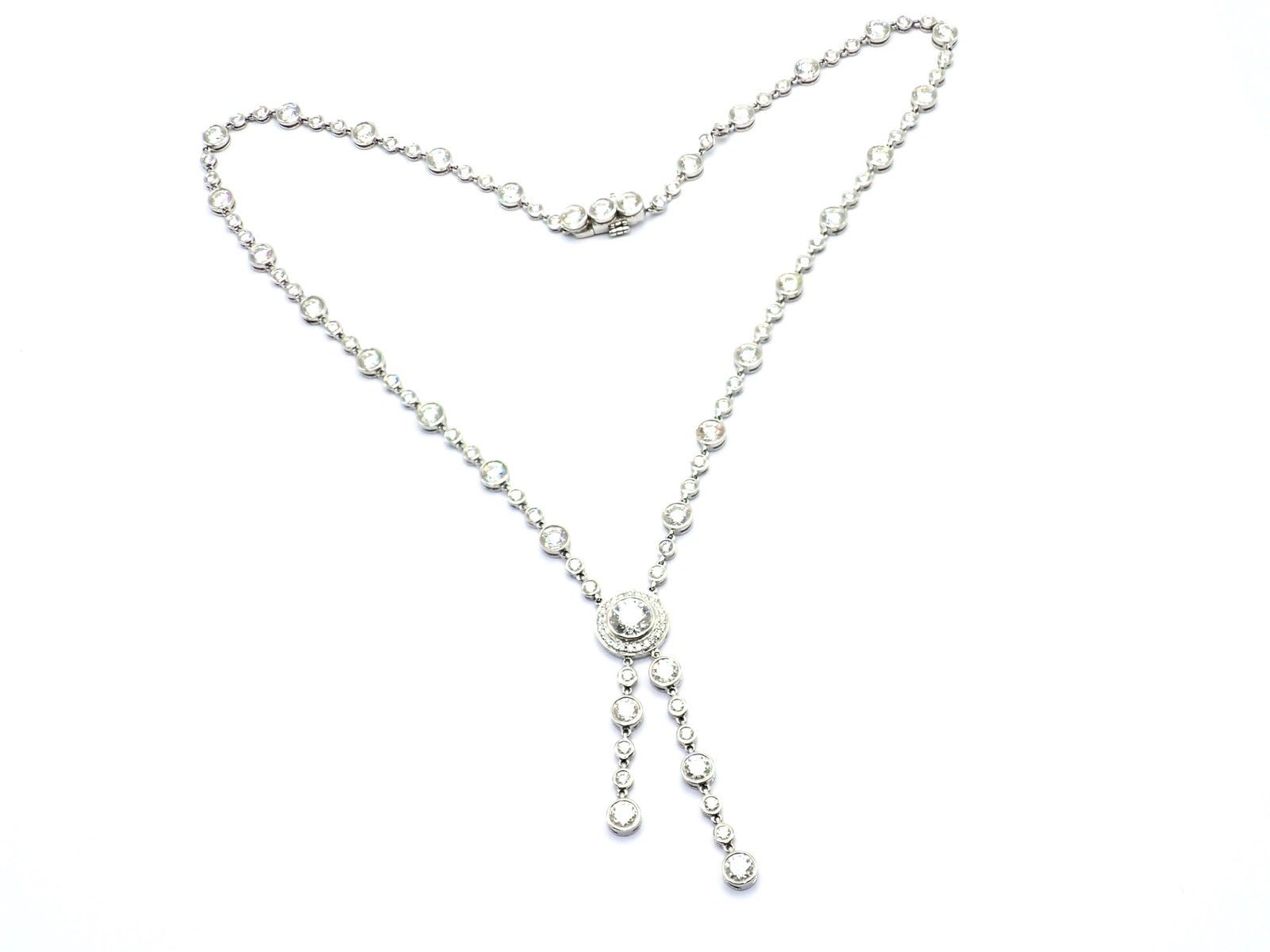 Tiffany & Co Jazz Platinum 8.75ct Diamond Lariat Drop Necklace | Fortrove