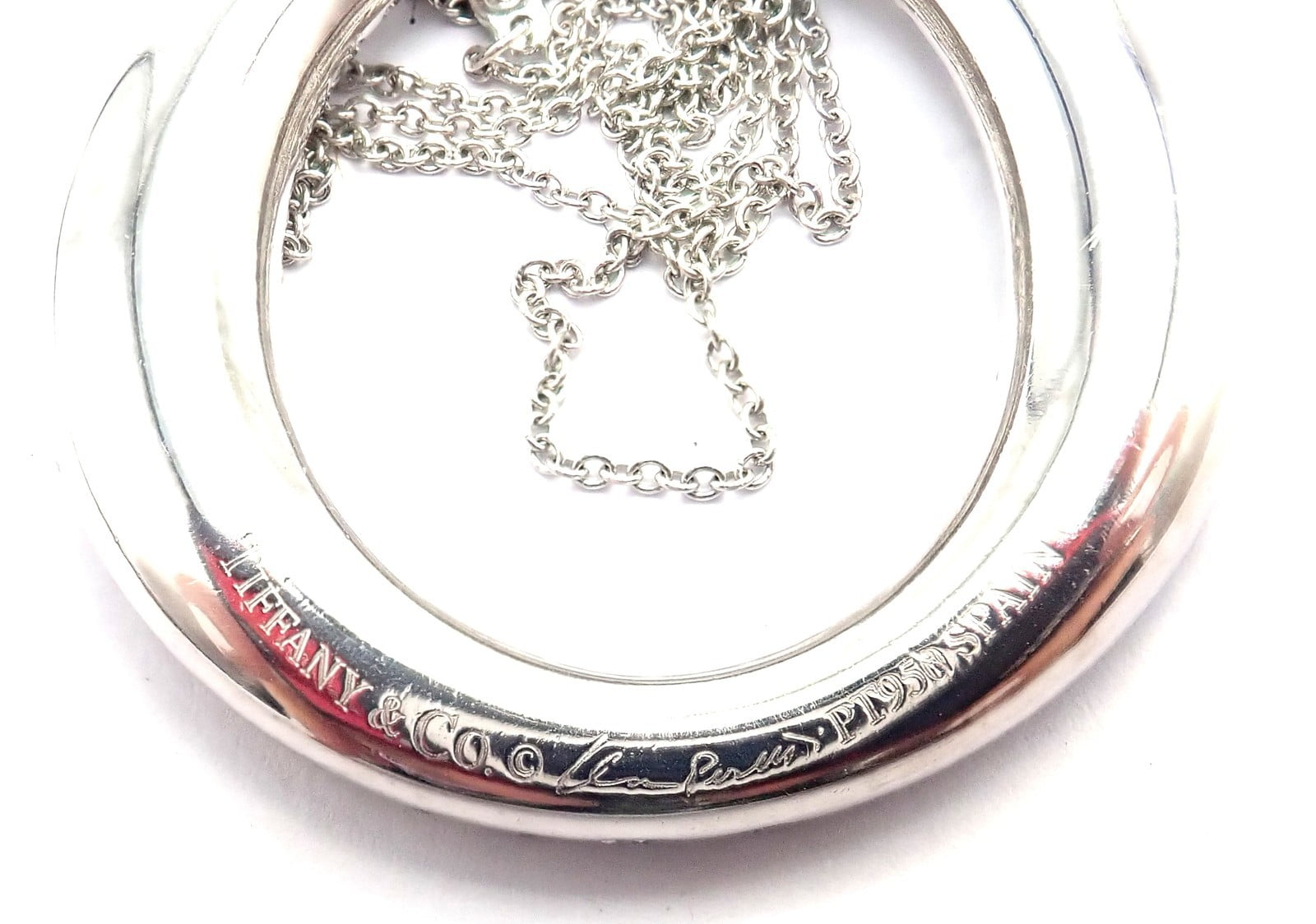 Tiffany & Co. Jewelry & Watches:Fine Jewelry:Necklaces & Pendants Tiffany & Co Peretti Platinum Diamond Large 35mm Sevillana Pendant Necklace