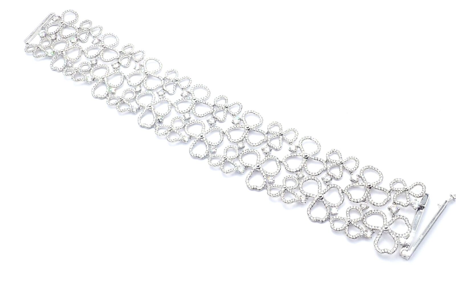 Authentic! Tiffany & Co Paper Flowers Platinum Diamond Wide Bracelet | Fortrove