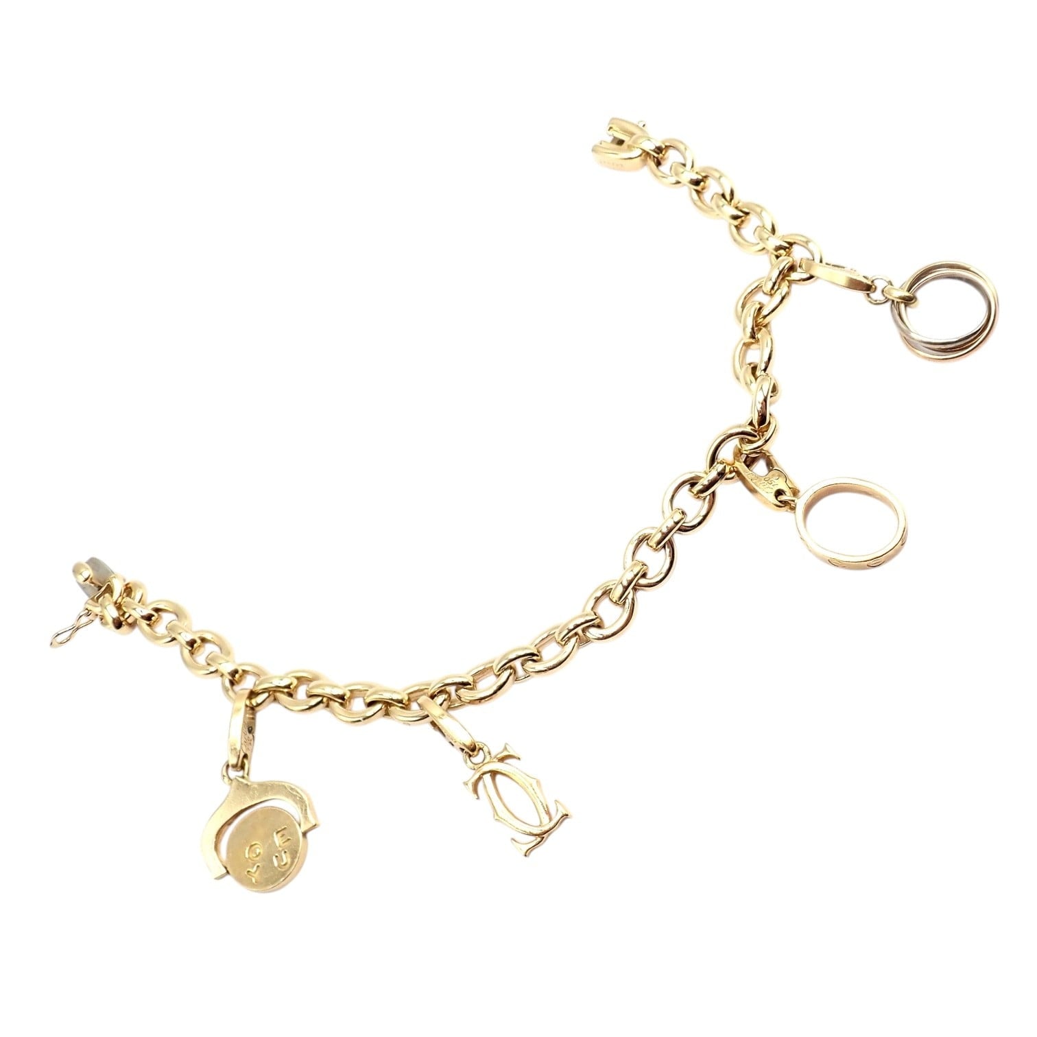 Authentic Cartier 18k Yellow Gold LOVE Trinity Double C Charm Link Bracelet 1995 | Fortrove
