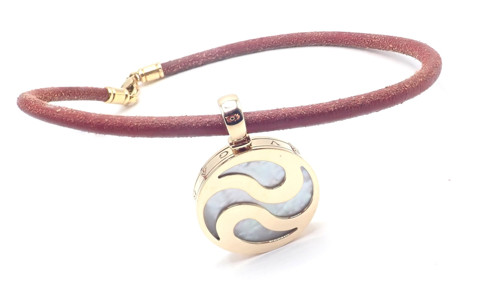 Bulgari Jewelry & Watches:Fine Jewelry:Necklaces & Pendants Bvlgari Bulgari Optical Illusion 18K Gold Steel Spinning MOP Pendant Necklace