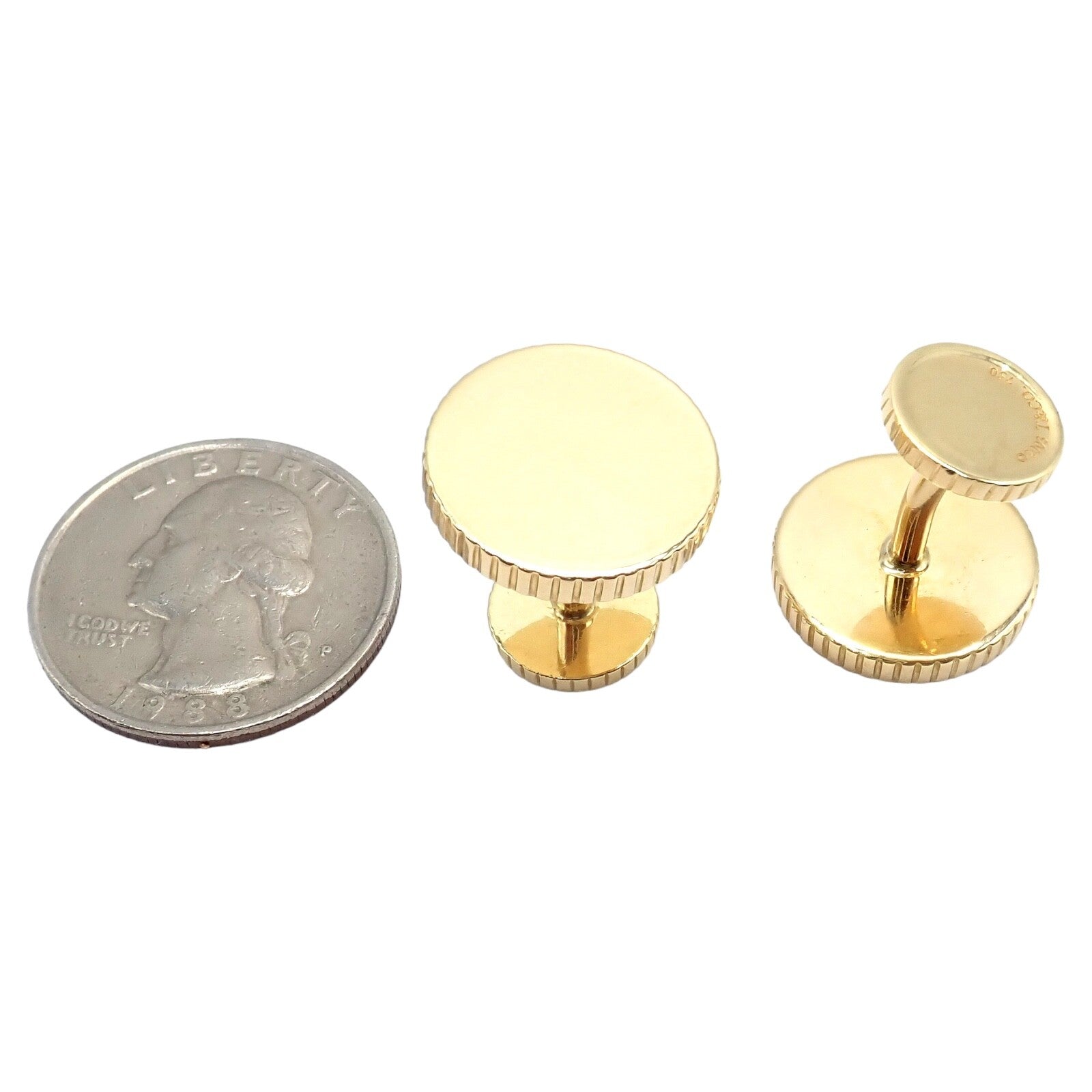 Rare! Vintage Tiffany & Co. 18k Yellow Gold Coin Edge Circle Cufflinks 2003 | Fortrove