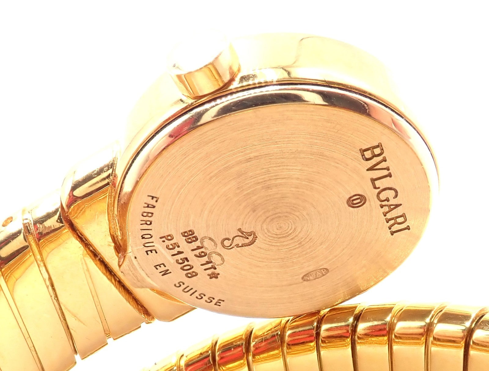 Authentic! Bulgari 18k Yellow Gold Tubogas Serpent Snake Bracelet Watch | Fortrove