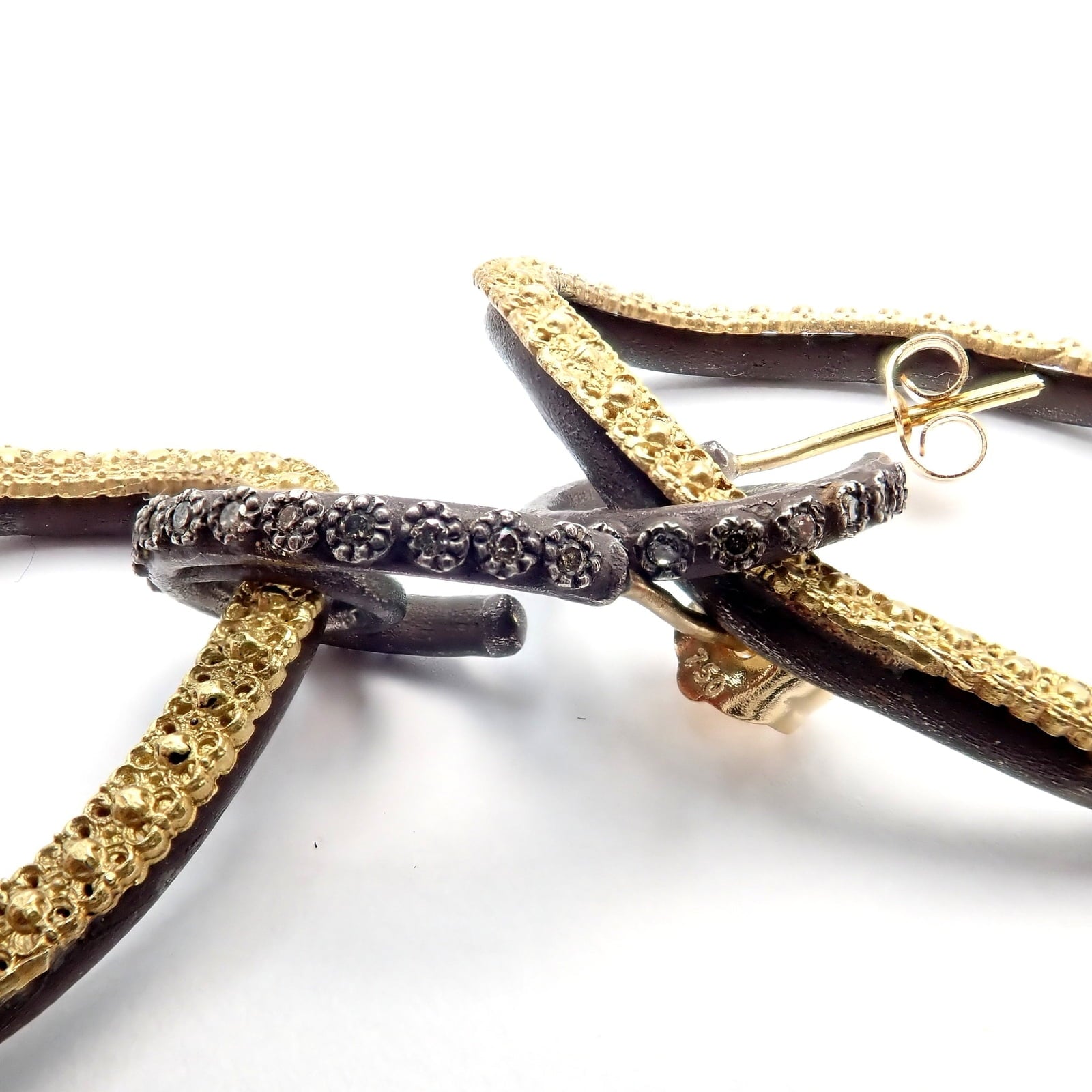 Armenta Jewelry & Watches:Fine Jewelry:Earrings Armenta 18k Yellow Gold & Blackened Sterling Silver Diamond Statement Earrings