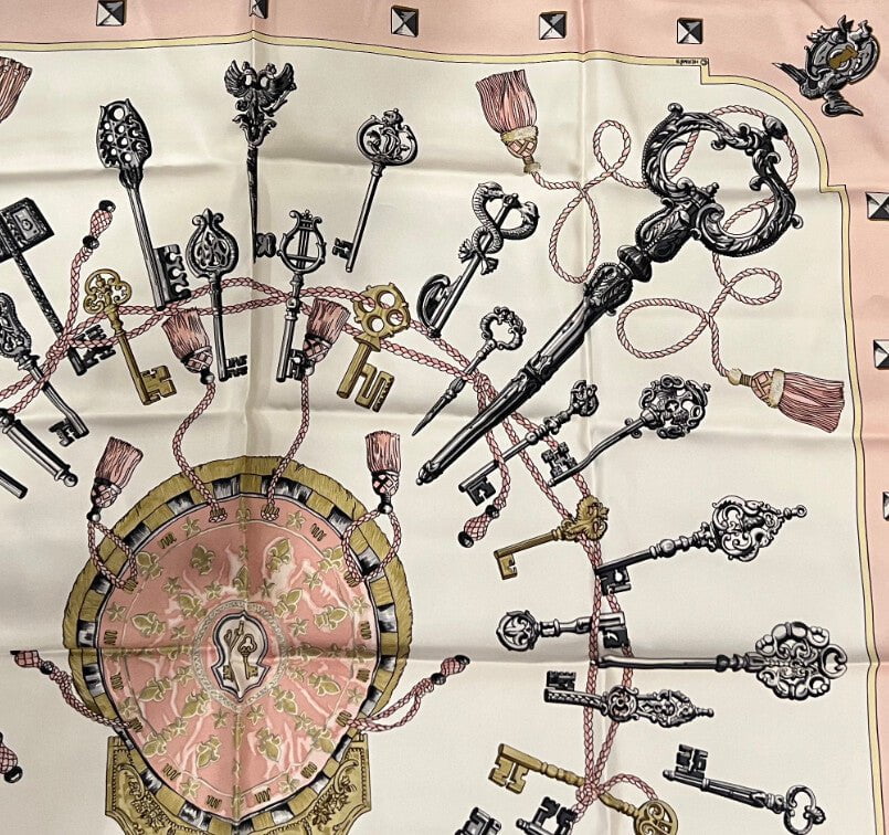Authentic RARE! Hermes Les Cles Key Vintage 90cm Silk Scarf | Fortrove
