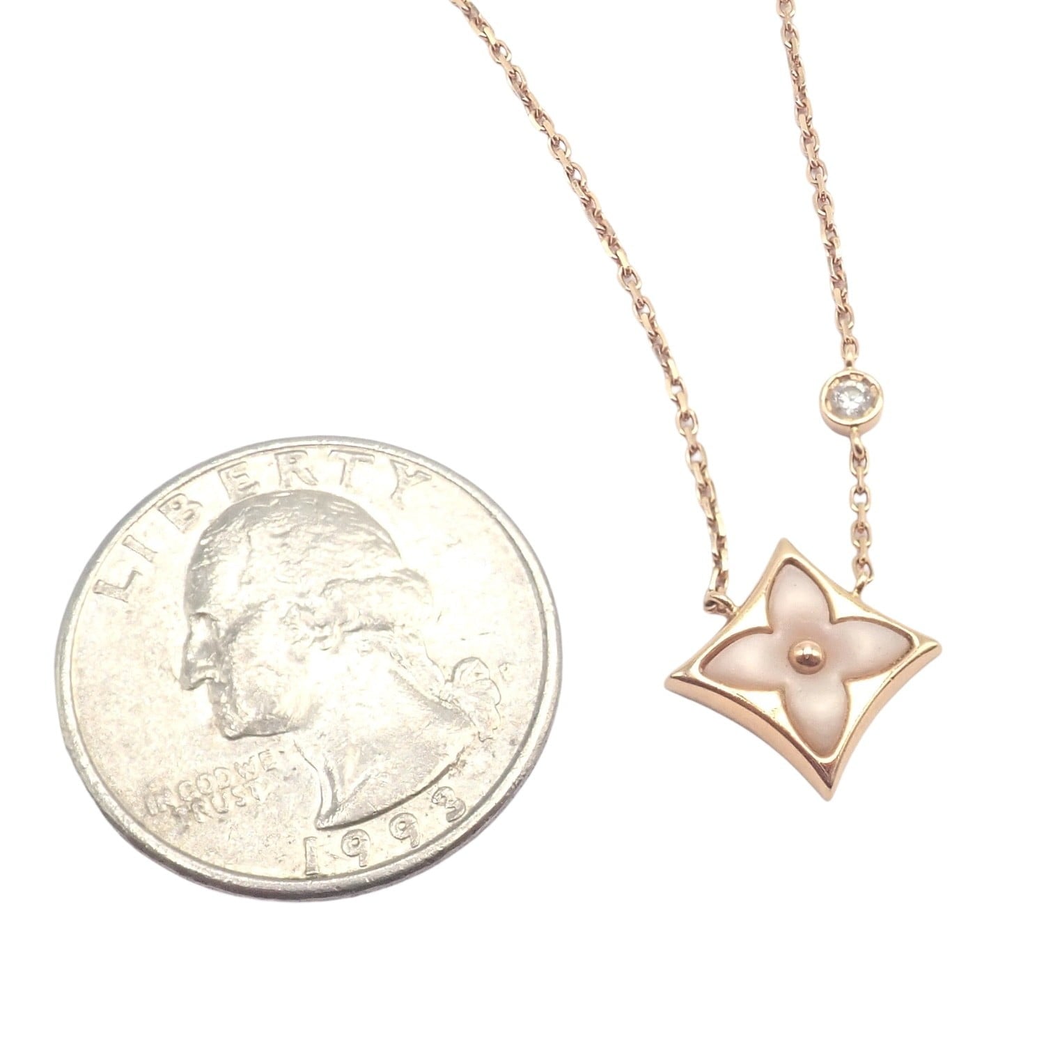 Louis Vuitton Jewelry & Watches:Fine Jewelry:Necklaces & Pendants Authentic! Louis Vuitton 18k Rose Gold Diamond Mother Of Pearl Blossom Necklace