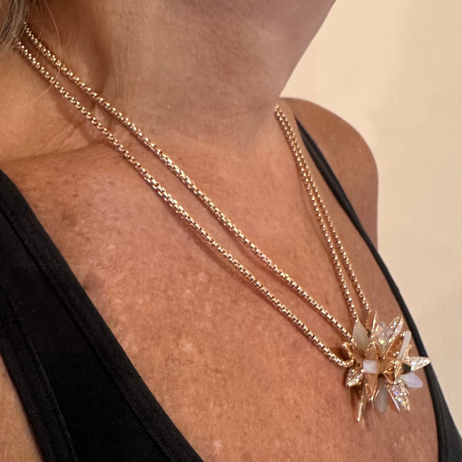 Cartier 18k Rose Gold Limited Edition Diamond Meterore Fractal Pendant Necklace | Fortrove