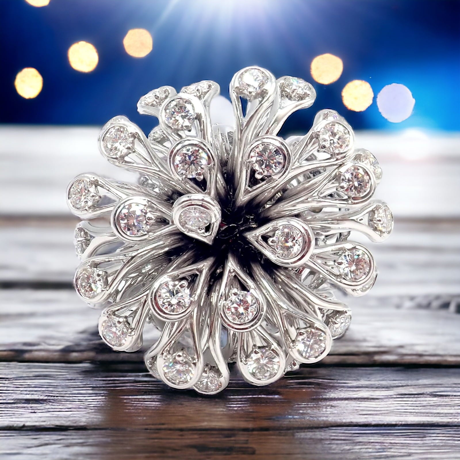 Dior Jewelry & Watches:Fine Jewelry:Rings Authentic! Christian Dior 18k White Gold 6.5ct Diamond Large Flower Ring