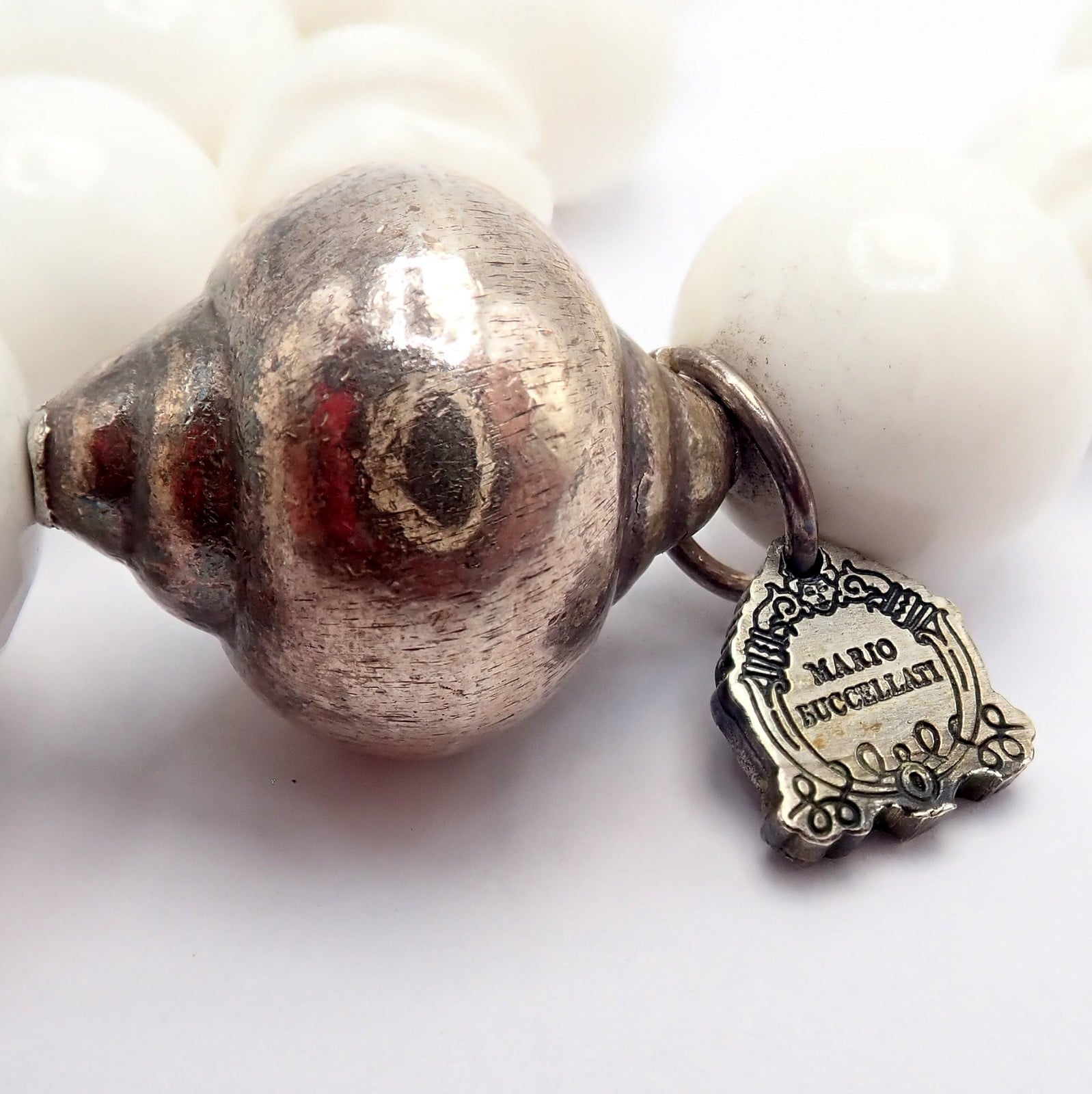 Buccellati Jewelry & Watches:Fine Jewelry:Necklaces & Pendants Rare! Vintage Mario Buccellati Free Time Silver Large White Stone Necklace 31"