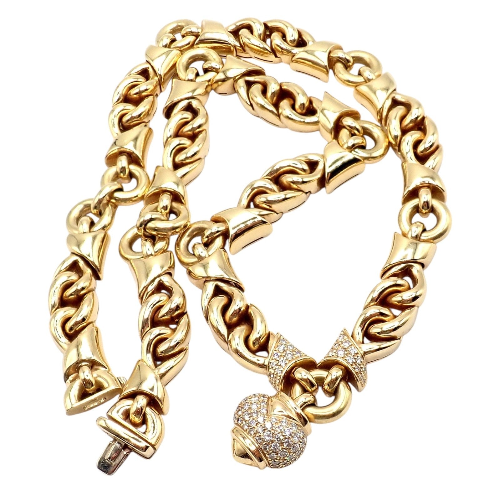 Rare! Bvlgari Bulgari 18k Yellow Gold Diamond Doppio Cuore Heart Necklace | Fortrove