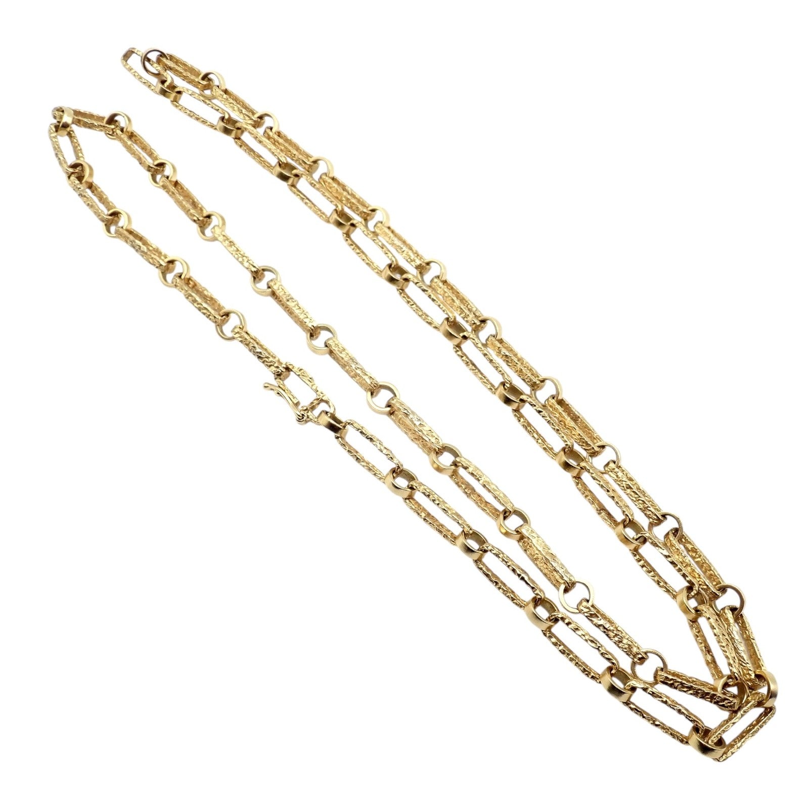 Rare! Vintage Estate 18k Yellow Gold Long 30" Paperclip Necklace 56.8g | Fortrove