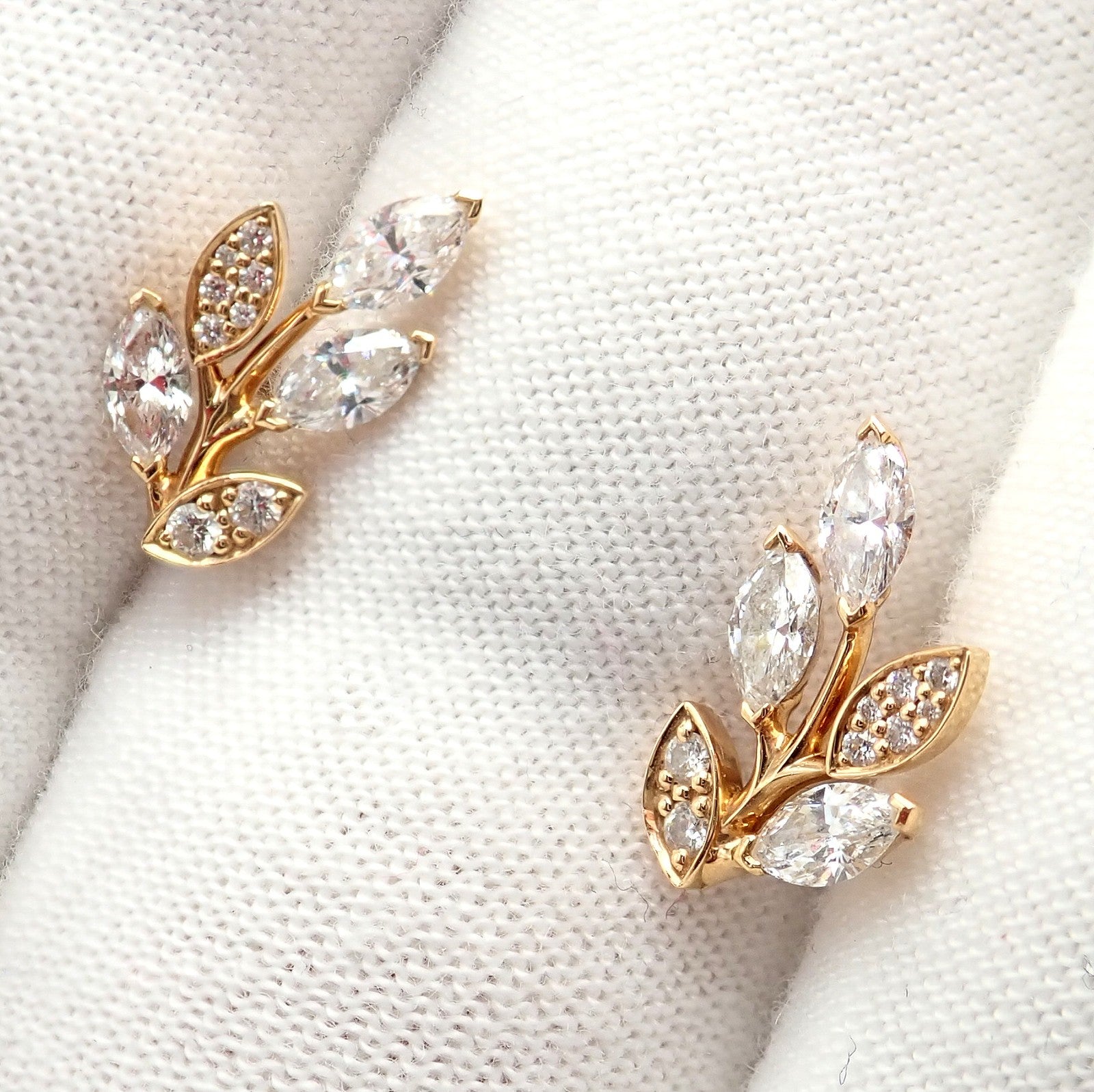 Rare! Authentic Tiffany & Co 18k Rose Gold Diamond Victoria Vine Earrings | Fortrove