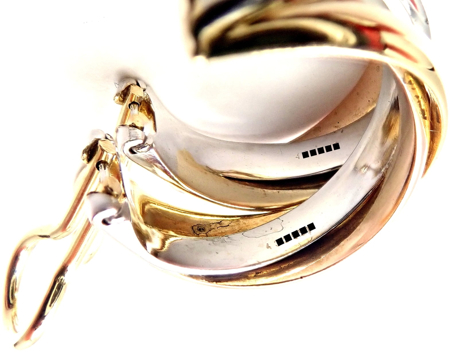 Cartier Jewelry & Watches:Fine Jewelry:Earrings Authentic! Cartier 18k Tri-Color Gold Medium Size Trinity Hoop Earrings