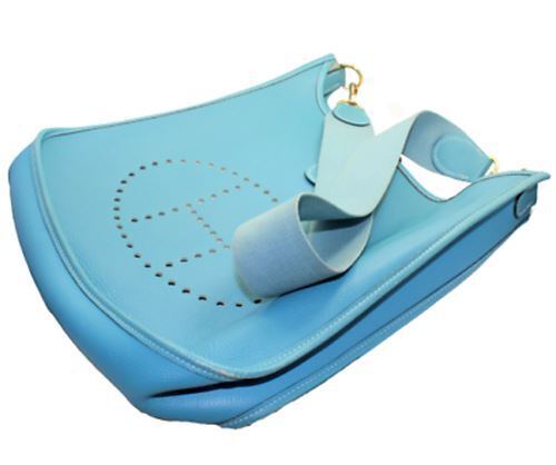 Authentic! Hermes Evelyne Blue Jean Clemence Leather GM Handbag Purse | Fortrove