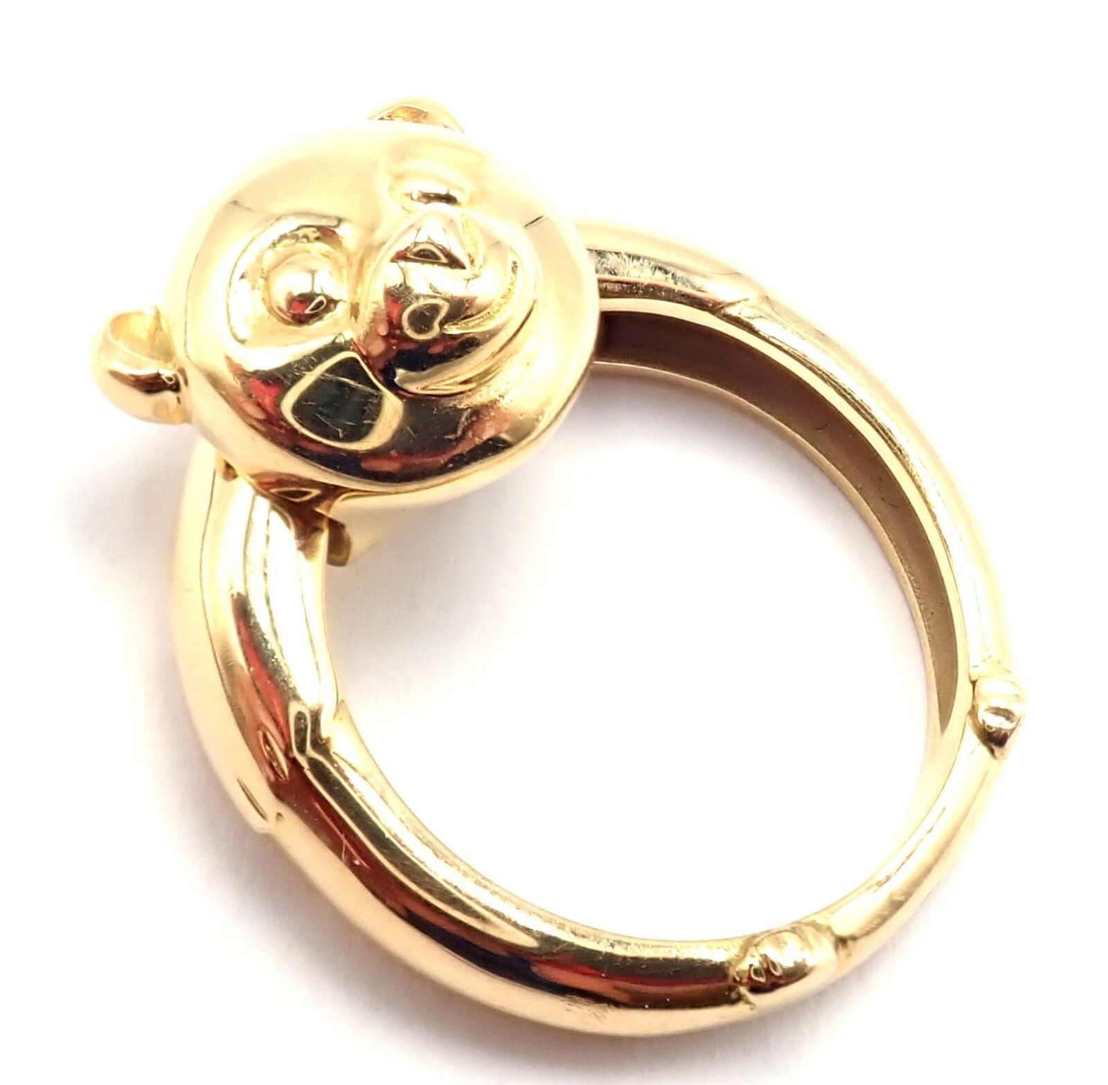 Authentic! Van Cleef & Arpels 18k Yellow Gold Teddy Bear Band Ring Pendant | Fortrove