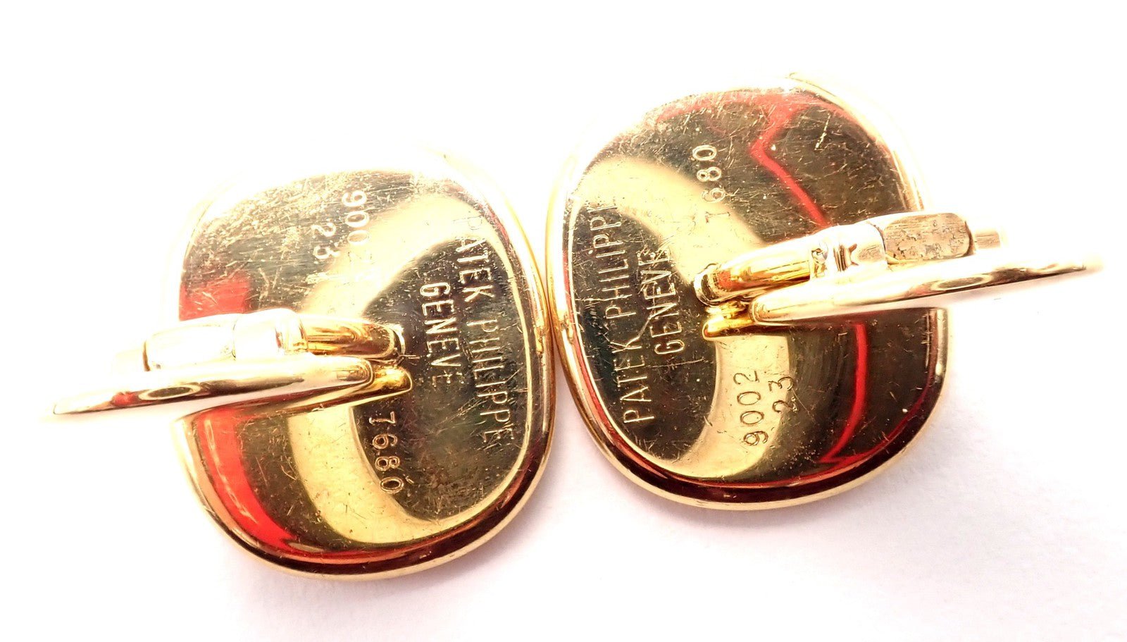 Rare! Patek Philippe 18k Yellow Gold Italian Flag Colors Enamel Large Cufflinks | Fortrove