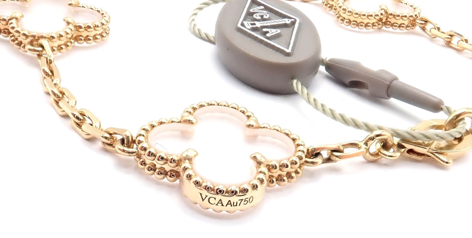 Van Cleef & Arpels 18k Yellow Gold 5 Motif Alhambra Rock Crystal Bracelet Cert | Fortrove