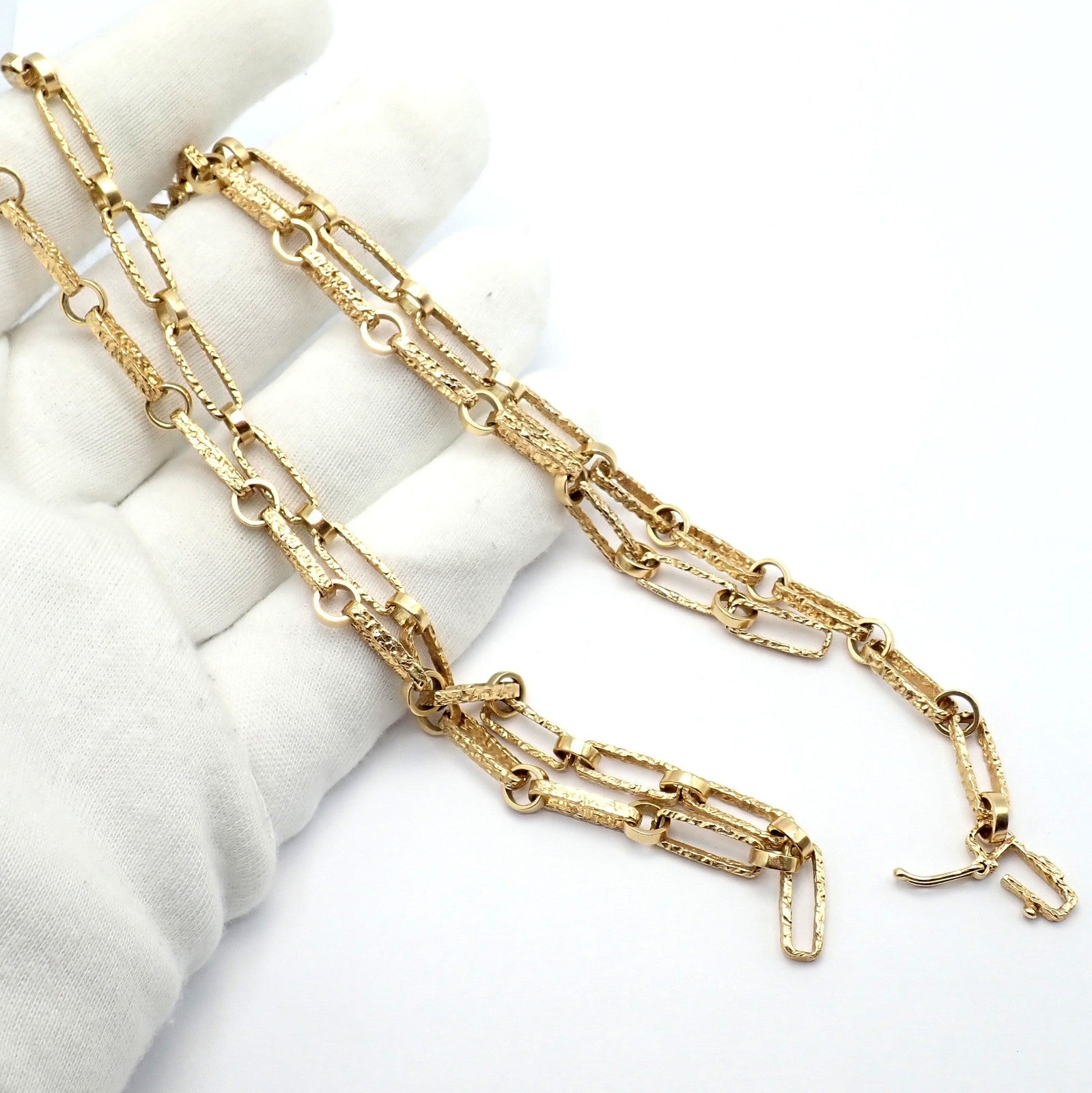 Rare! Vintage Estate 18k Yellow Gold Long 30" Paperclip Necklace 56.8g | Fortrove