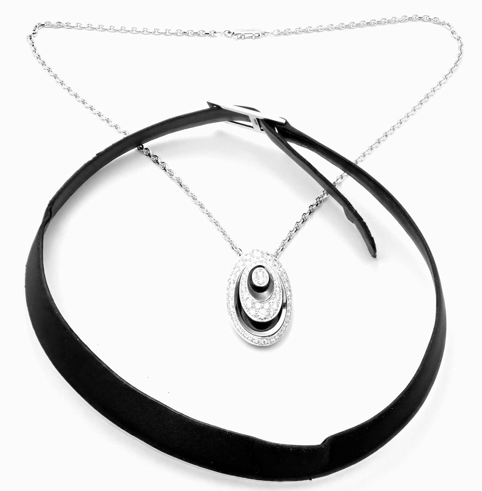 Cartier Jewelry & Watches:Fine Jewelry:Necklaces & Pendants Rare! Authentic Cartier Hypnose 18k White Gold Diamond Silk Cord Chain Necklace
