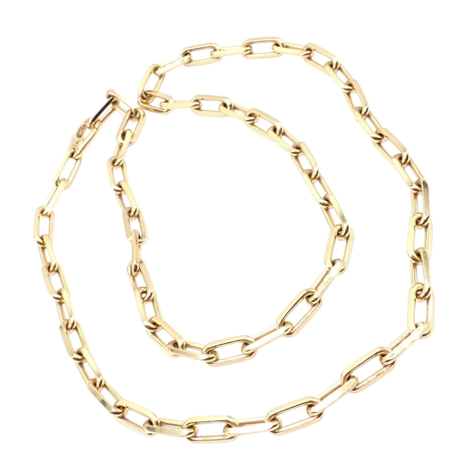 Authentic! Cartier Santos 18k Yellow Gold Link Chain Necklace 22" Cert. | Fortrove