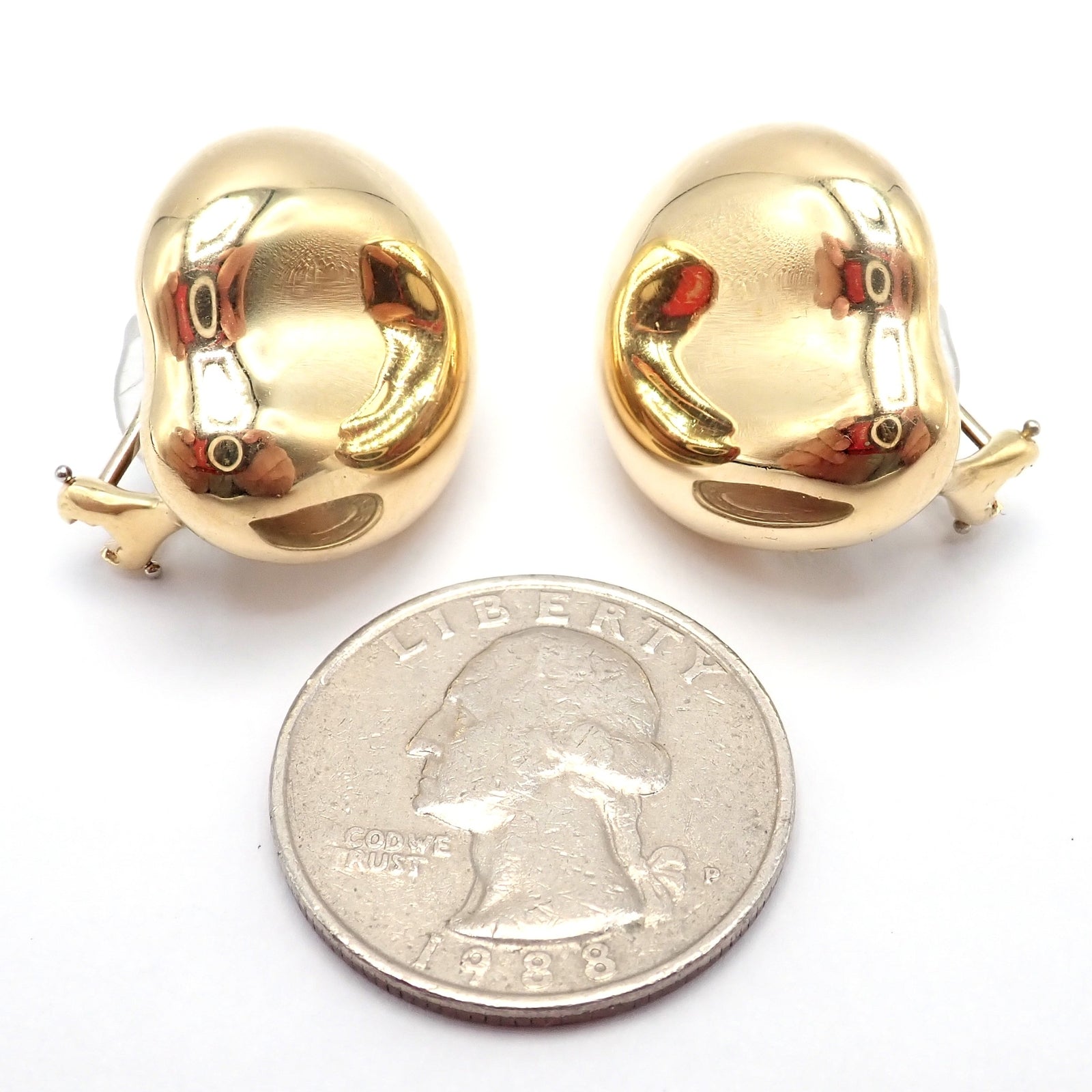Authentic Tiffany & Co Peretti 18k Yellow Gold Extra Large Thumbprint Earrings | Fortrove