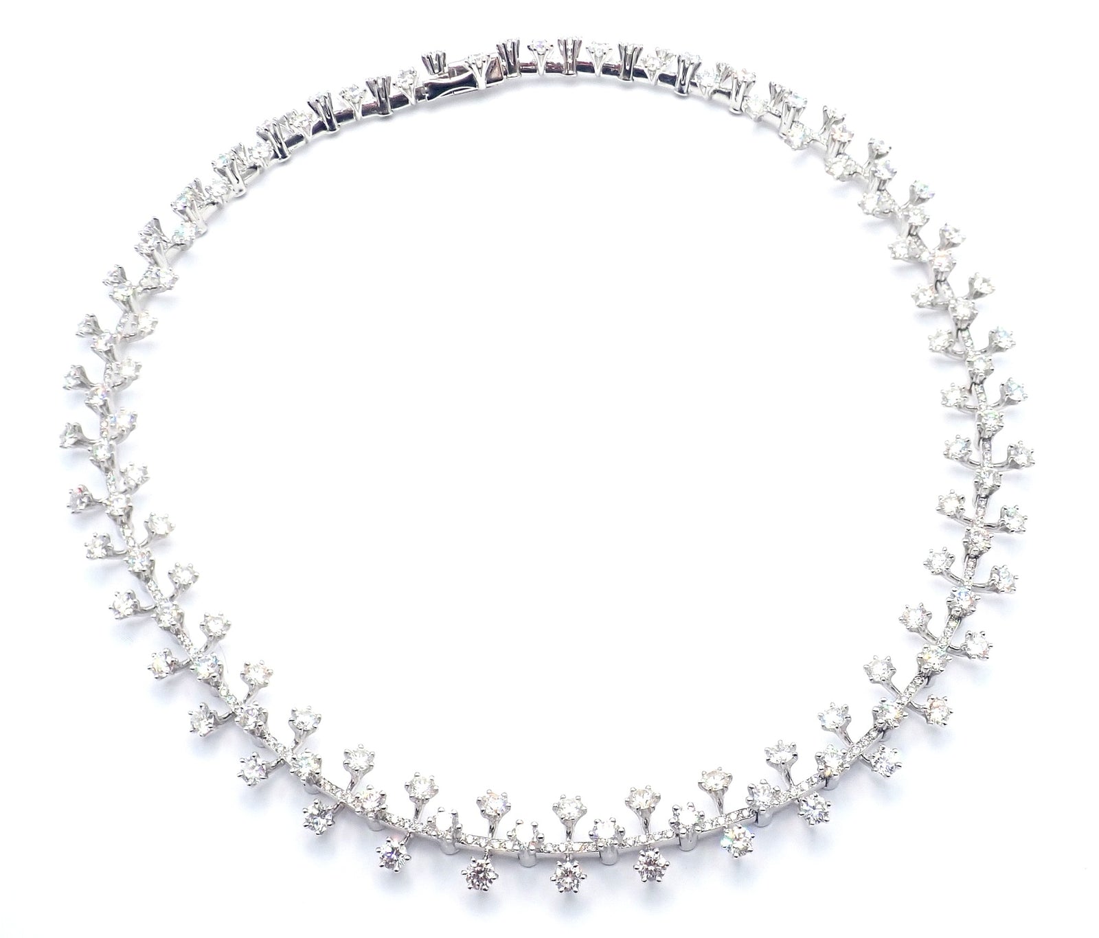 Authentic Tiffany & Co Spray Platinum Diamond Necklace Earrings Set Paper France | Fortrove
