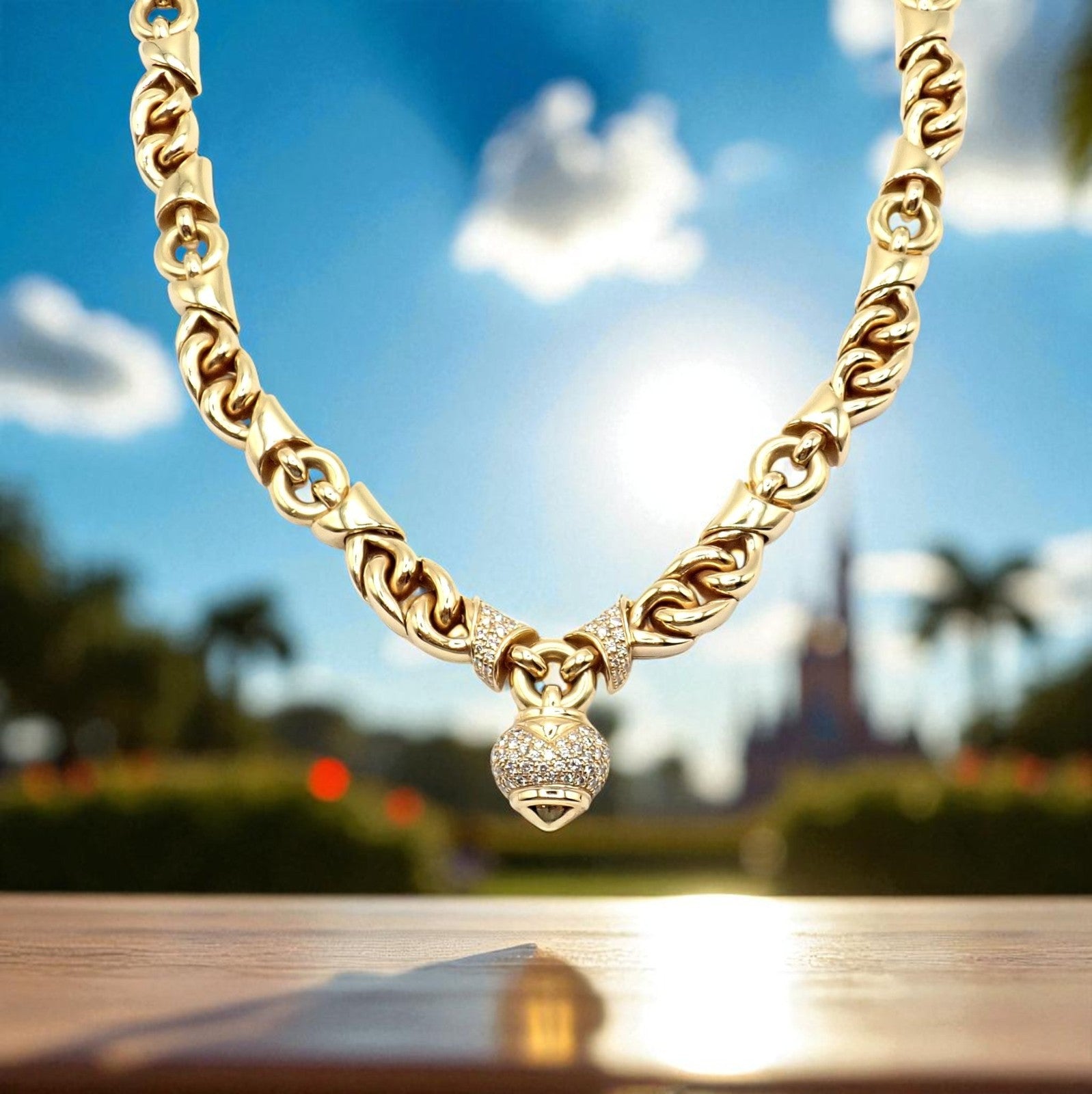 Rare! Bvlgari Bulgari 18k Yellow Gold Diamond Doppio Cuore Heart Necklace | Fortrove