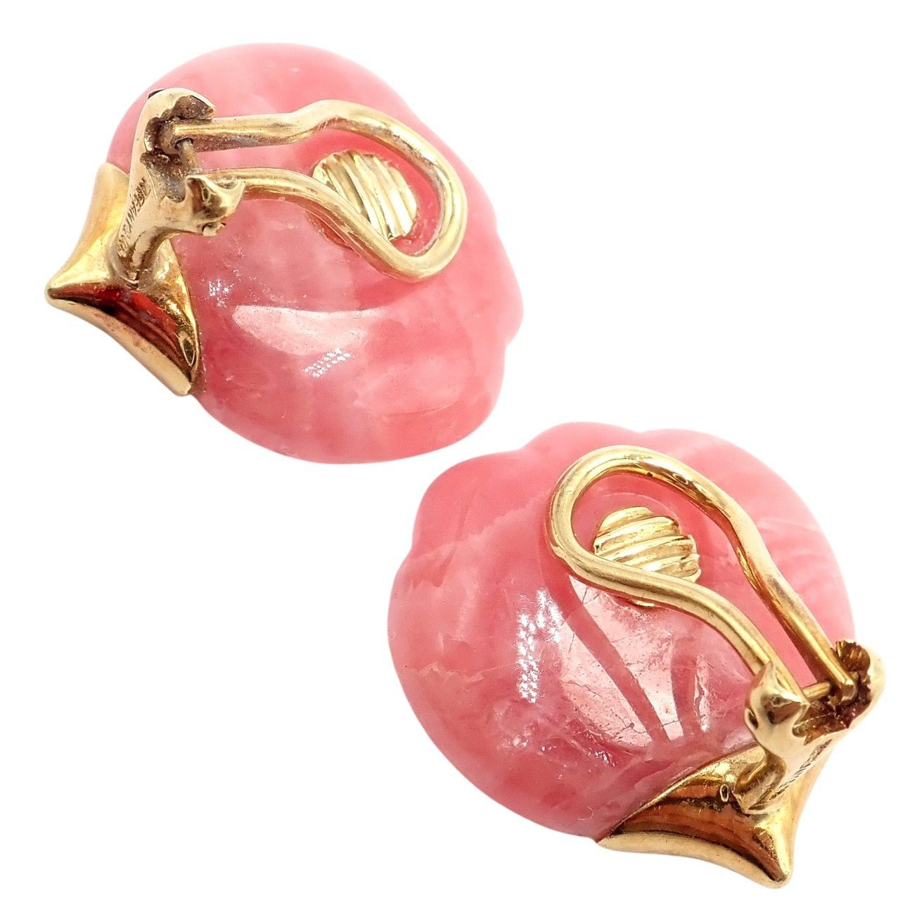 Authentic Tiffany & Co Angela Cummings 18k Yellow Gold Pink Stone Petal Earrings | Fortrove