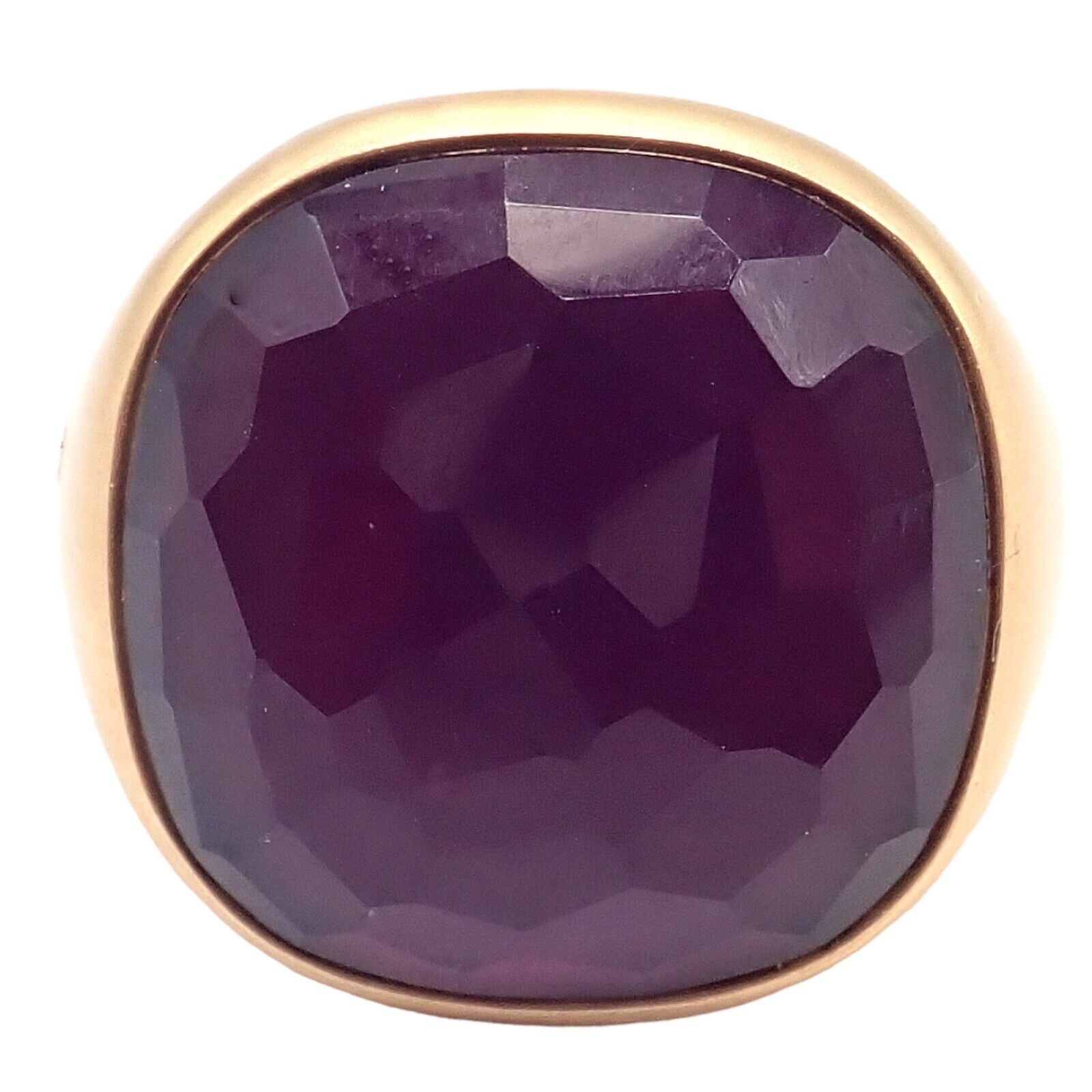 Authentic! Pomellato 18k Rose Gold Large Faceted Amethyst Victoria Ring sz 6.5 | Fortrove