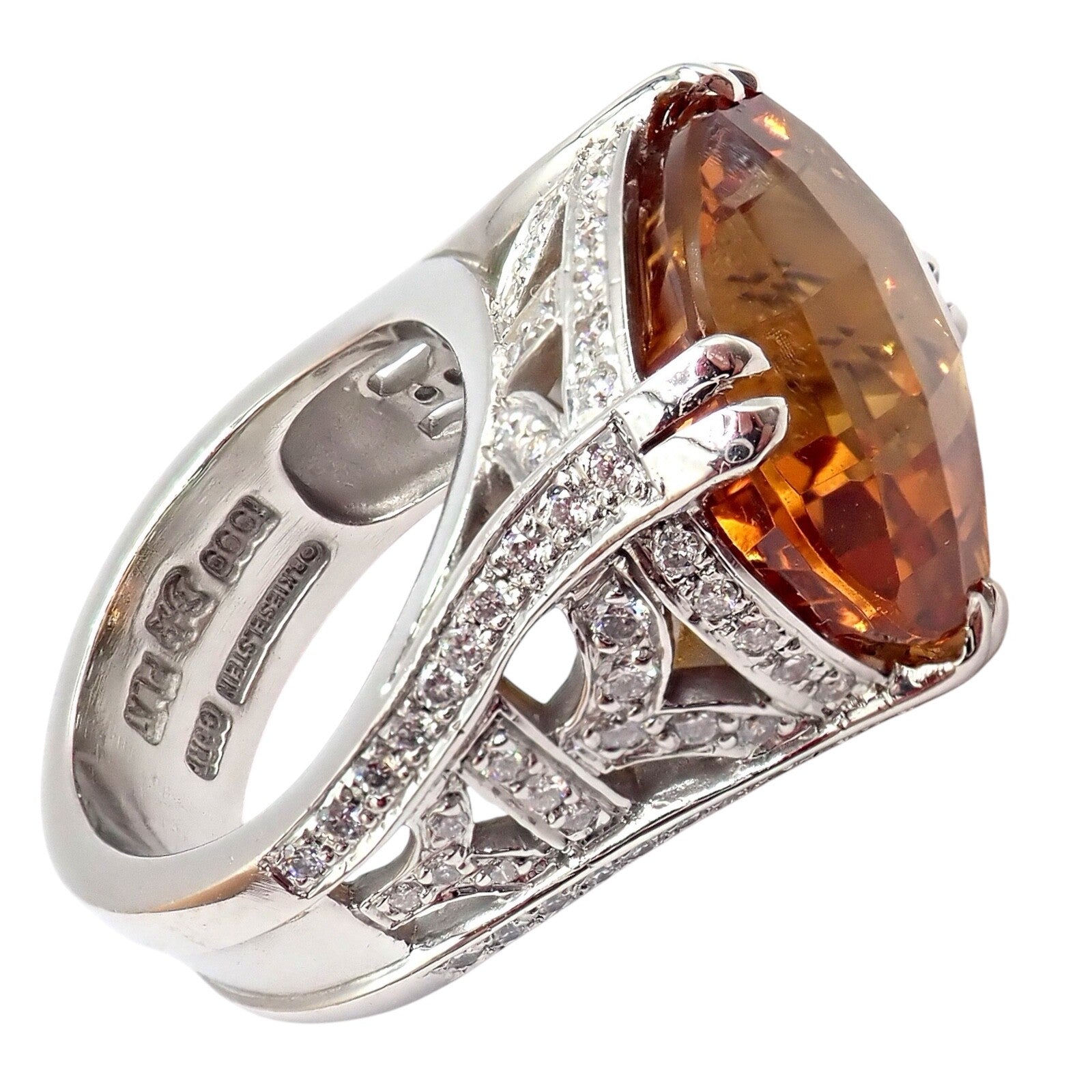 Kieselstein Cord Platinum 2.5ct Diamond Golden Citrine Cockatil Ring 1999 sz 6.5 | Fortrove