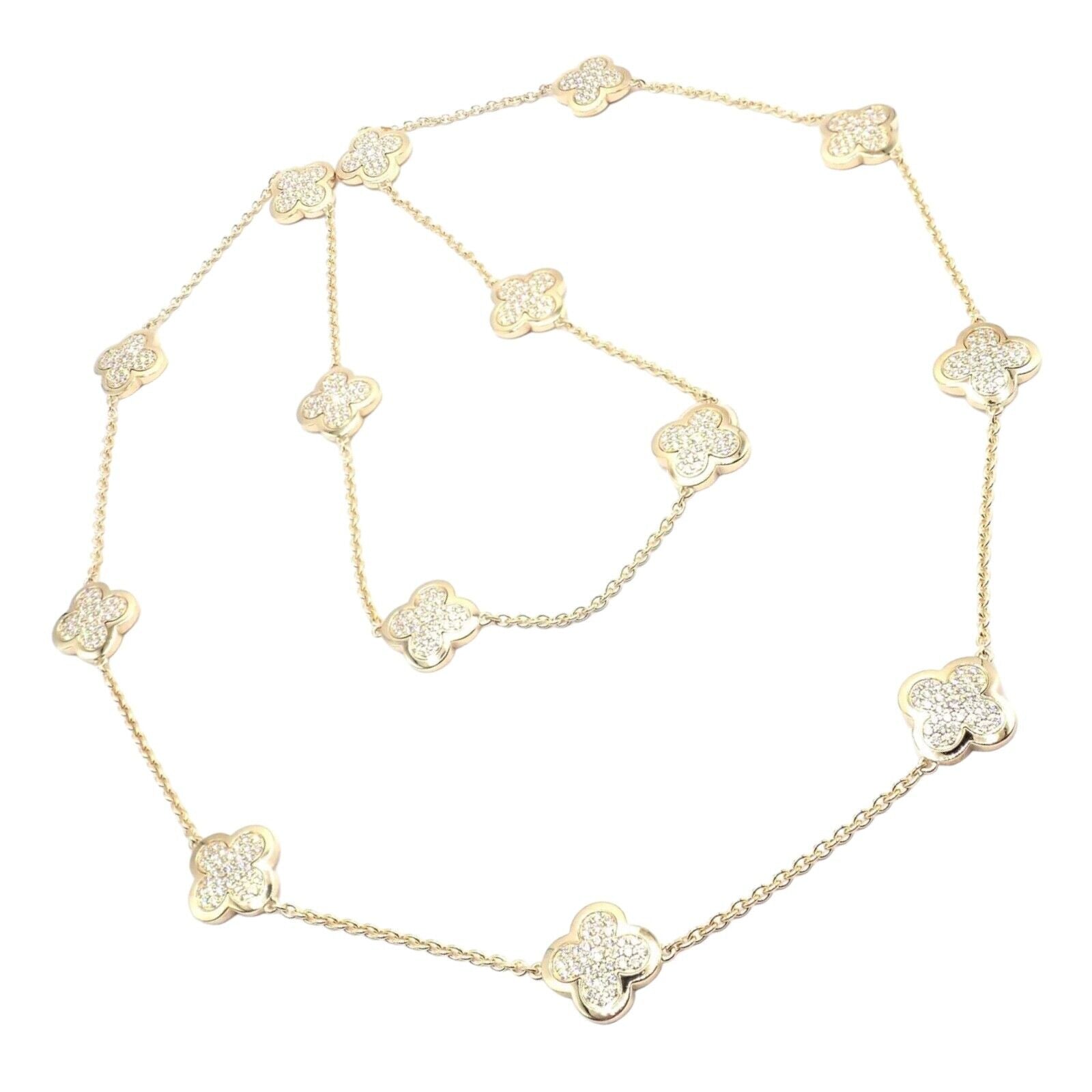 Authentic Van Cleef & Arpels 18k Yellow Gold Diamond Pure Alhambra Long Necklace | Fortrove