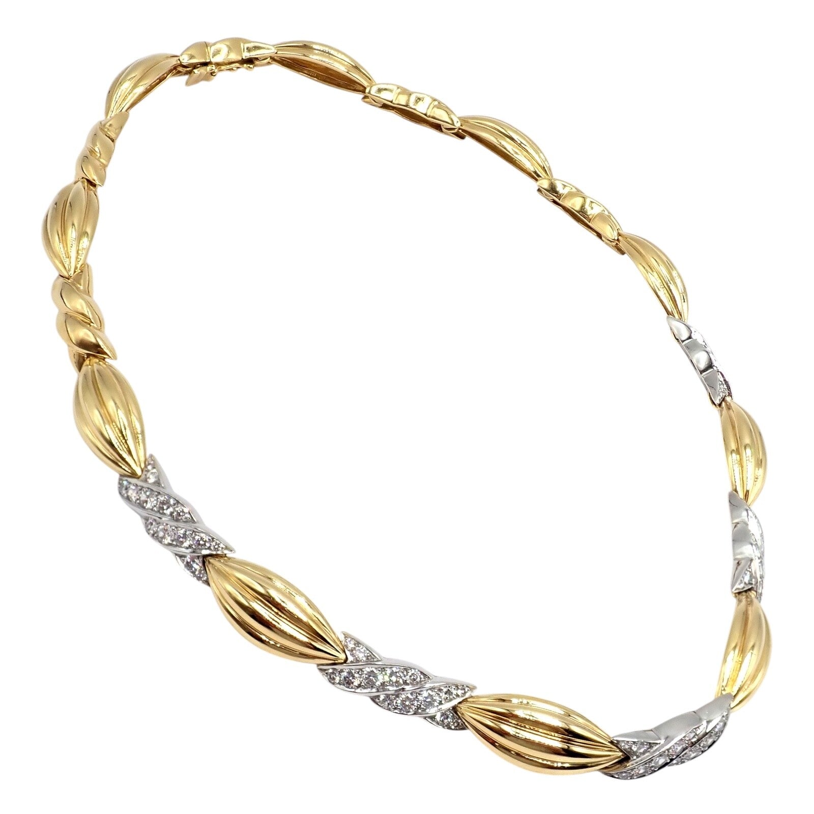 Authentic! Tiffany & Co 18k Yellow + White Gold 4ct Diamond Candy Necklace | Fortrove