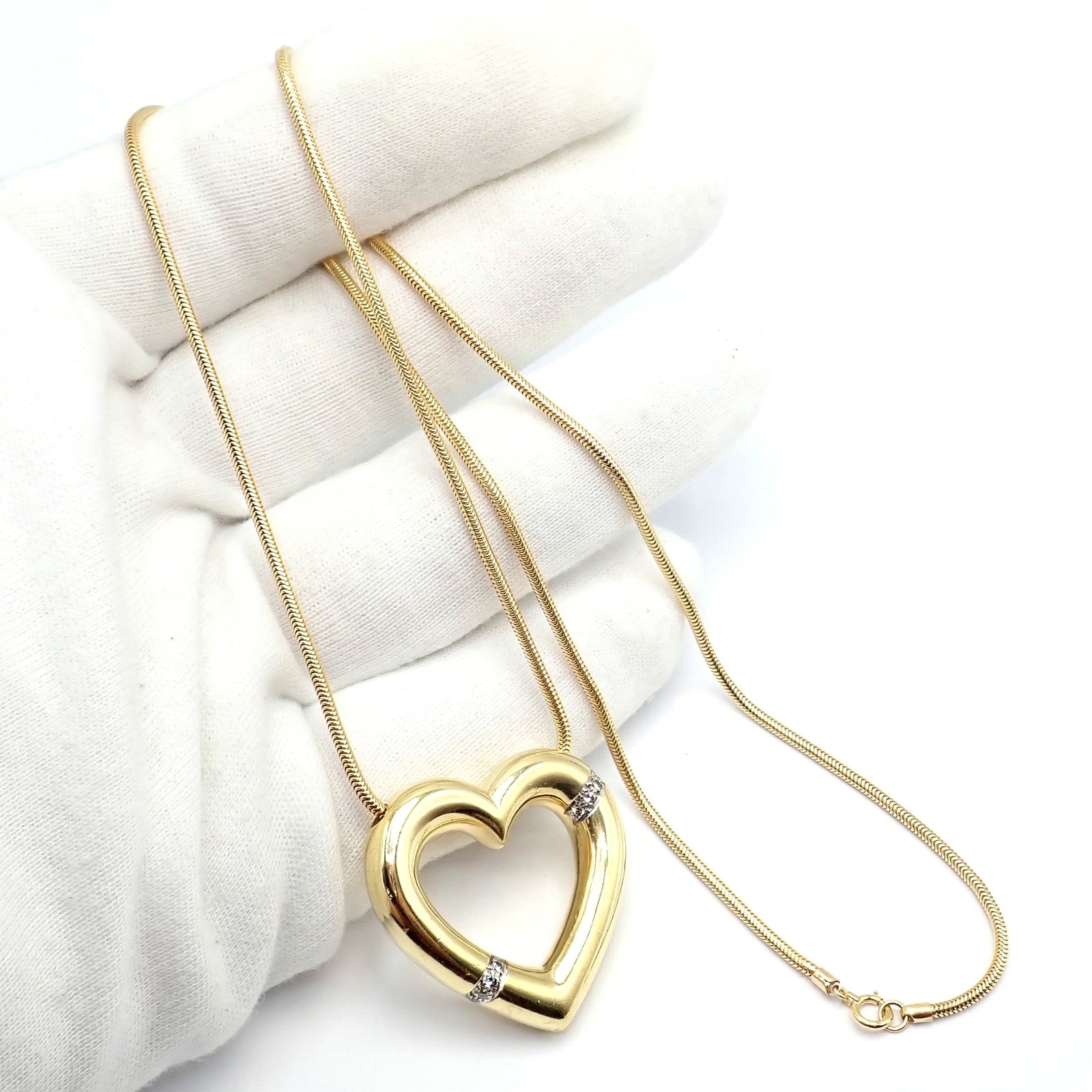 Vintage Tiffany & Co Picasso 18k Yellow Gold Diamond Large Heart Necklace | Fortrove