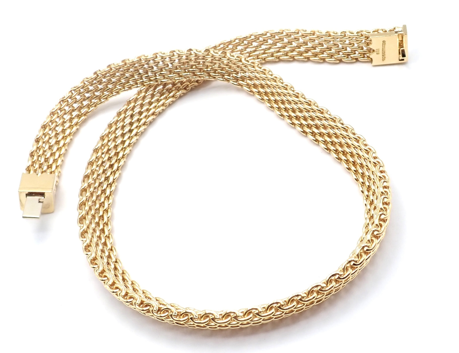 Authentic! Tiffany & Co 18k Yellow Gold Somerset Mesh 89.3 Grams Heavy Necklace | Fortrove