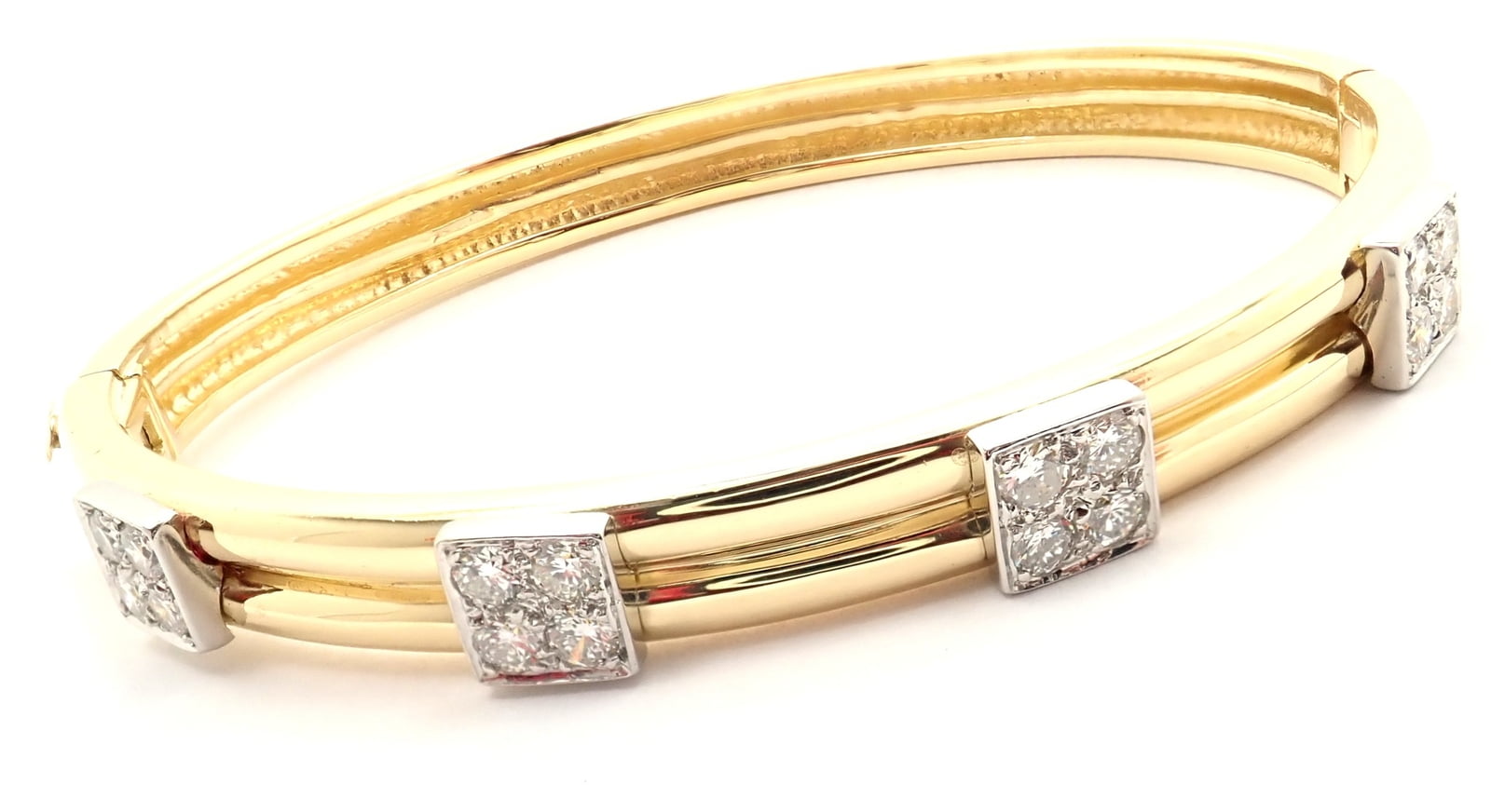 Tiffany & Co. Jewelry & Watches:Fine Jewelry:Bracelets & Charms Rare! Vintage Authentic Tiffany & Co 18k Yellow Gold Diamond Bangle Bracelet