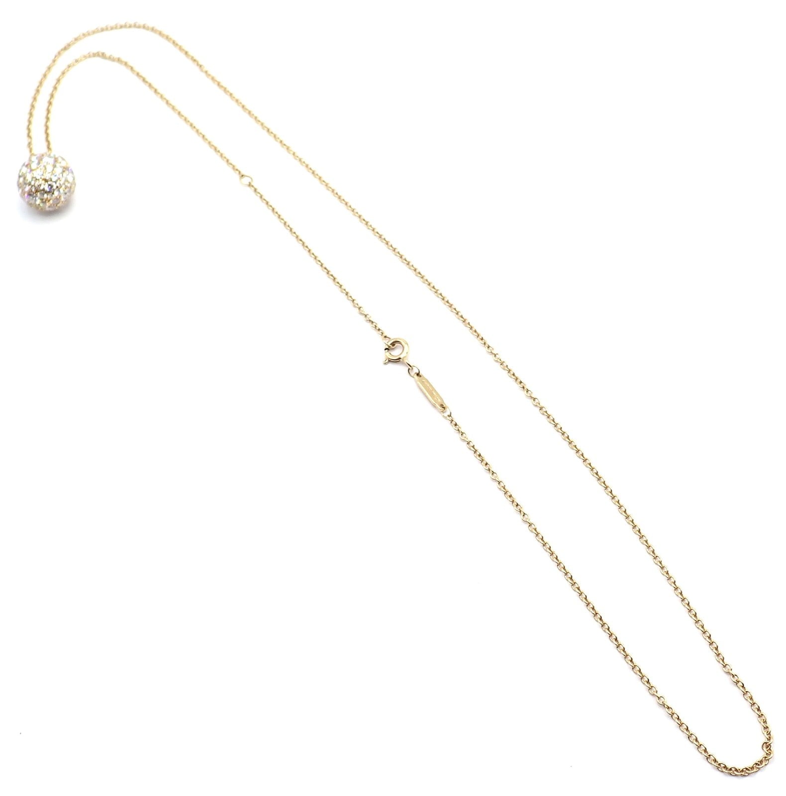 Tiffany & Co. Jewelry & Watches:Fine Jewelry:Necklaces & Pendants Authentic! Tiffany & Co 18k Yellow Gold Hardware Diamond Ball Pendant Necklace