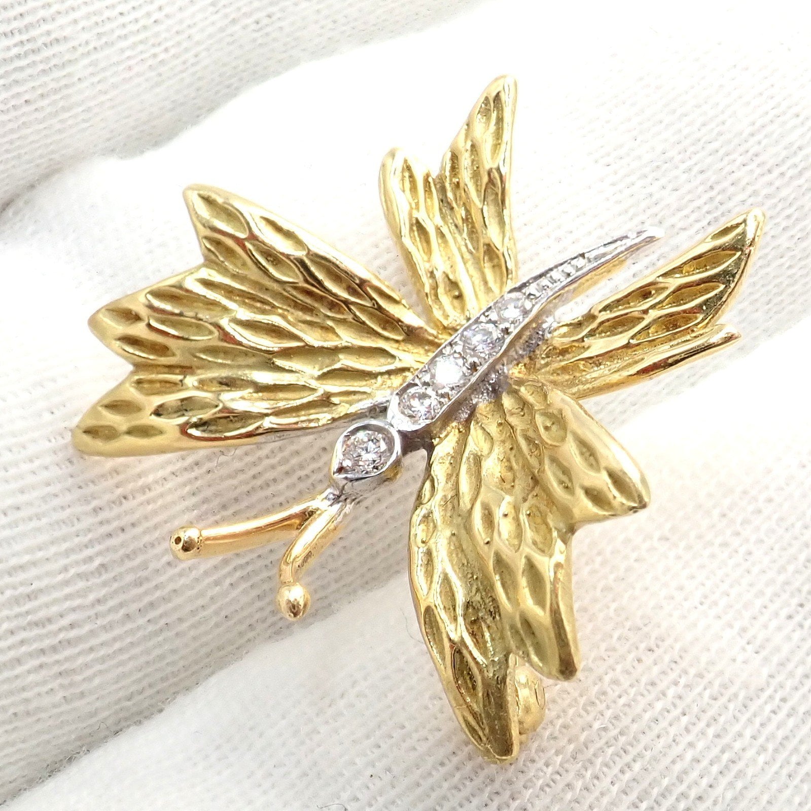 Tiffany & Co. Jewelry & Watches:Fine Jewelry:Brooches & Pins Authentic! Tiffany & Co 18k Yellow White Gold Butterfly Diamond Pin Brooch