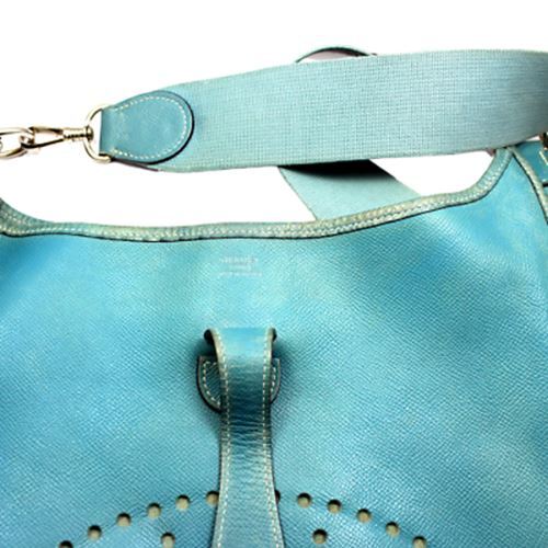 Authentic! Hermes Evelyne Blue Jean Epsom Leather PM Handbag Purse | Fortrove