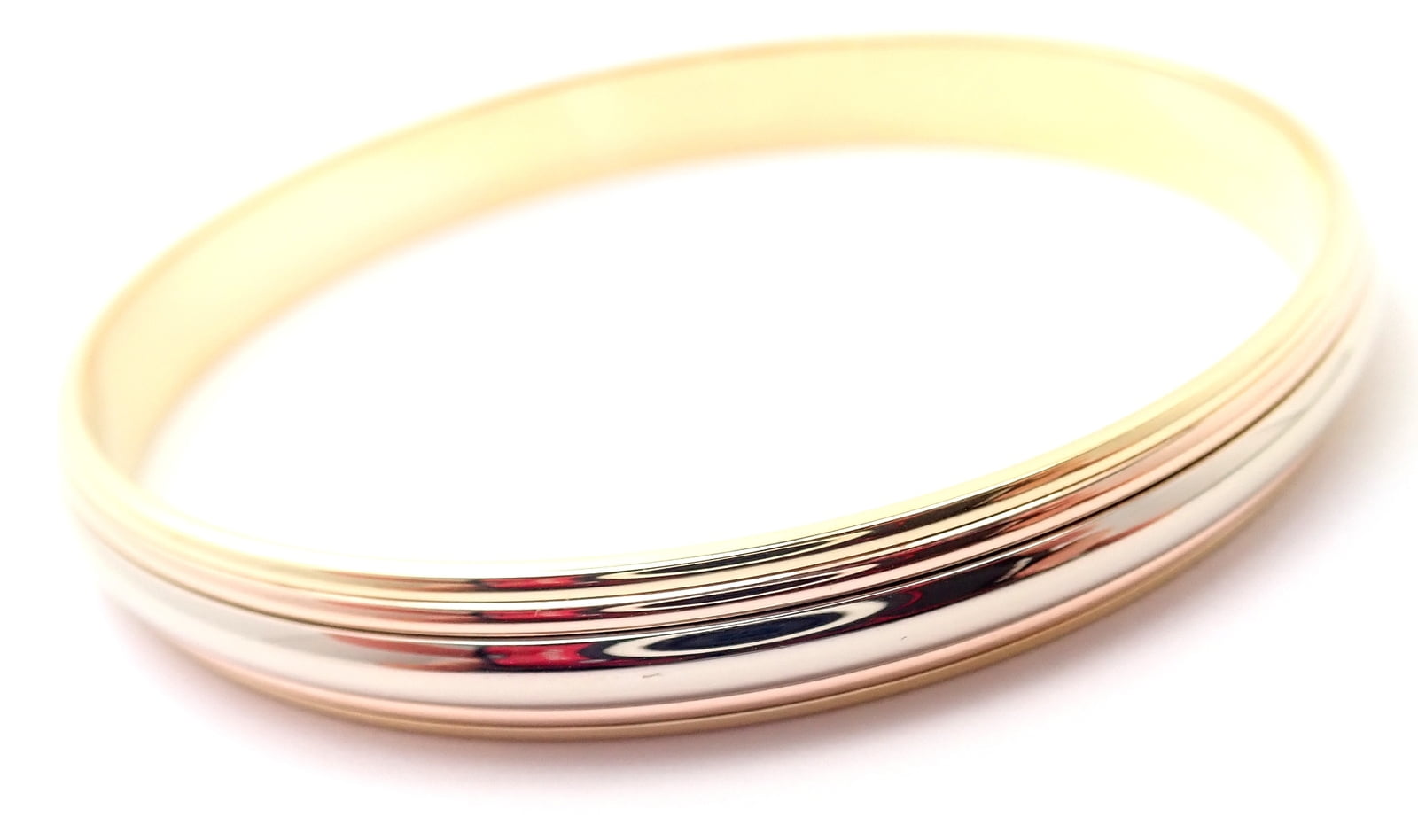 Cartier Jewelry & Watches:Fine Jewelry:Bracelets & Charms Rare! Cartier 18k Tricolor Gold Slip-On Bangle Bracelet 1990